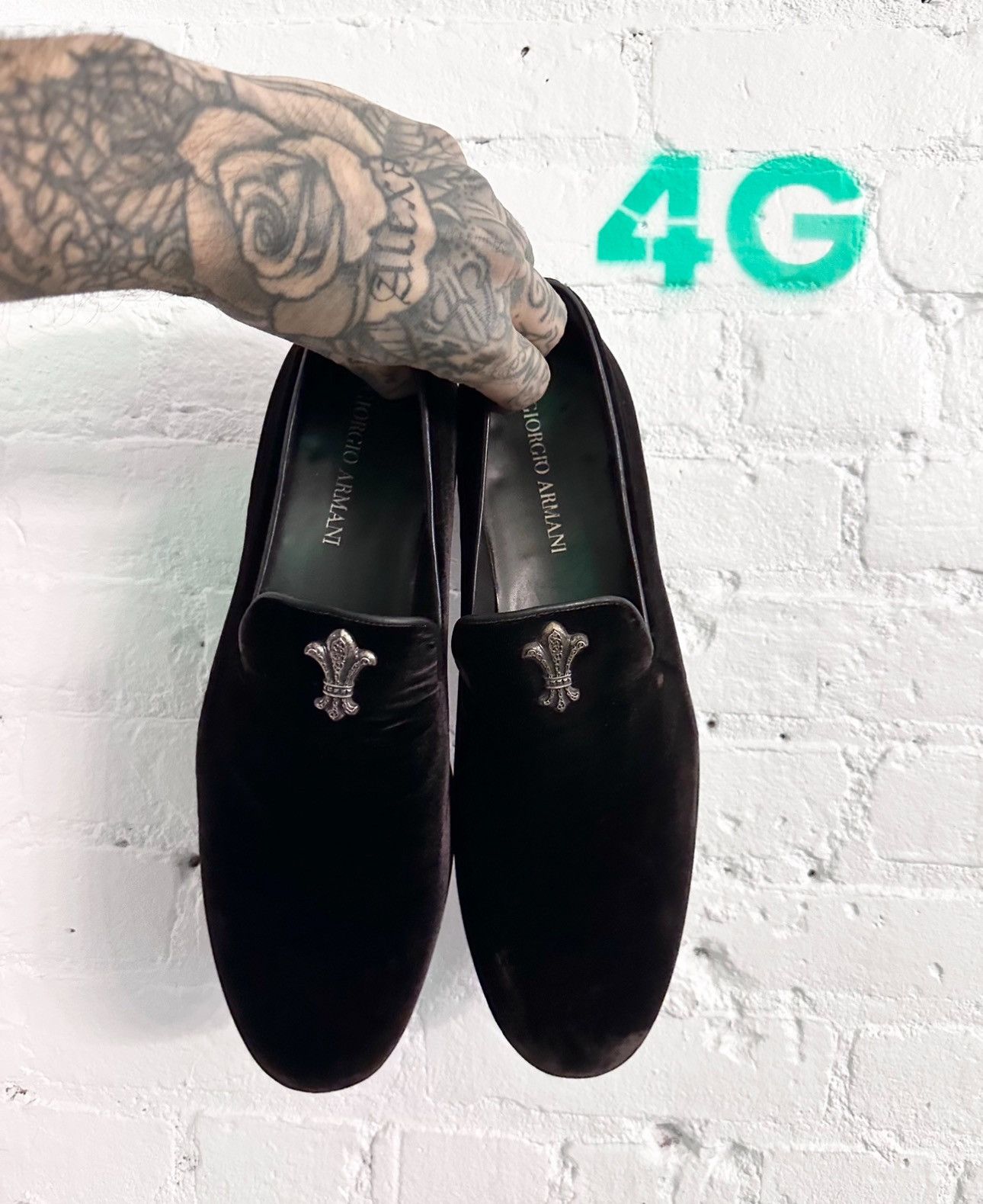 Chrome Hearts Chrome Hearts X Giorgio Armani Black Velvet Loafer Shoes ...