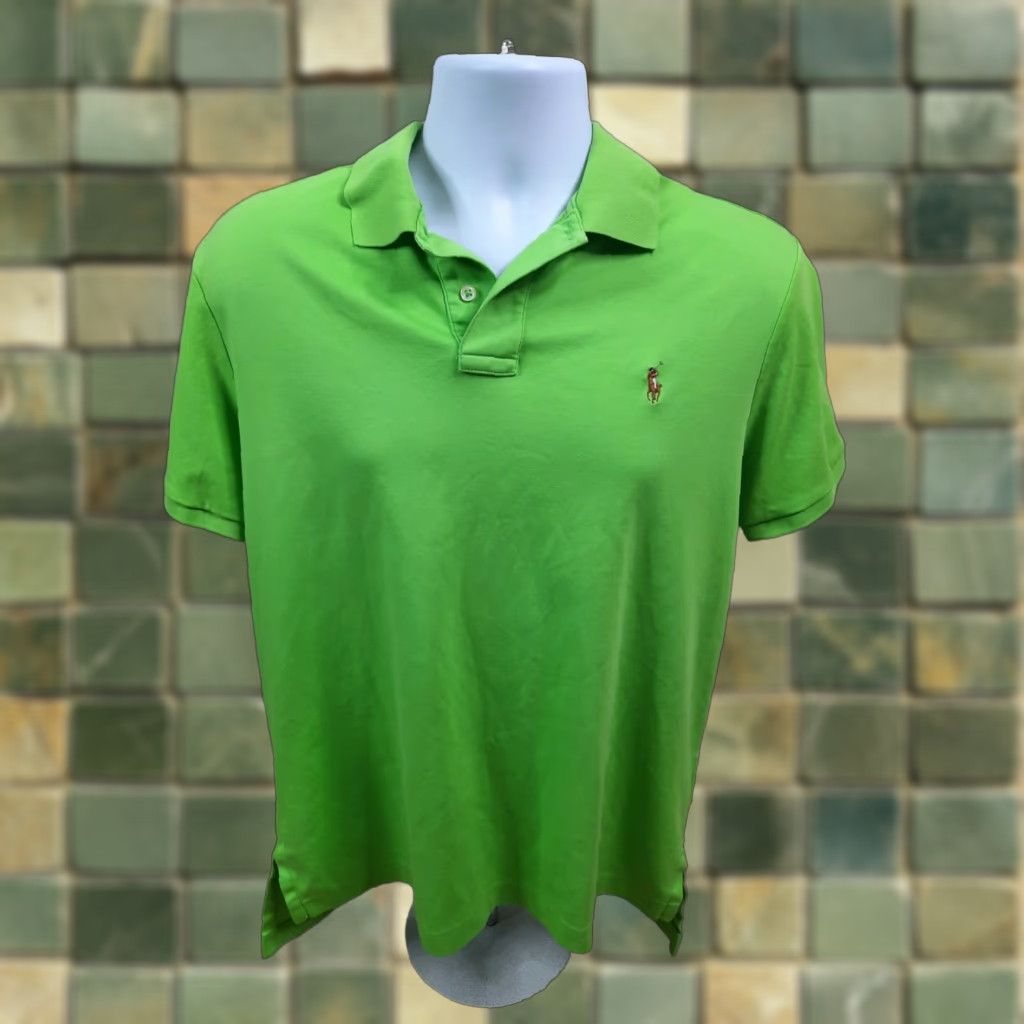 Polo Ralph Lauren Polo Ralph Lauren Polo Shirt Men Green S2 Pima Soft Touch Short Sleeve Golf Logo Embroidered L Size US L / EU 52-54 / 3 - 1 Thumbnail
