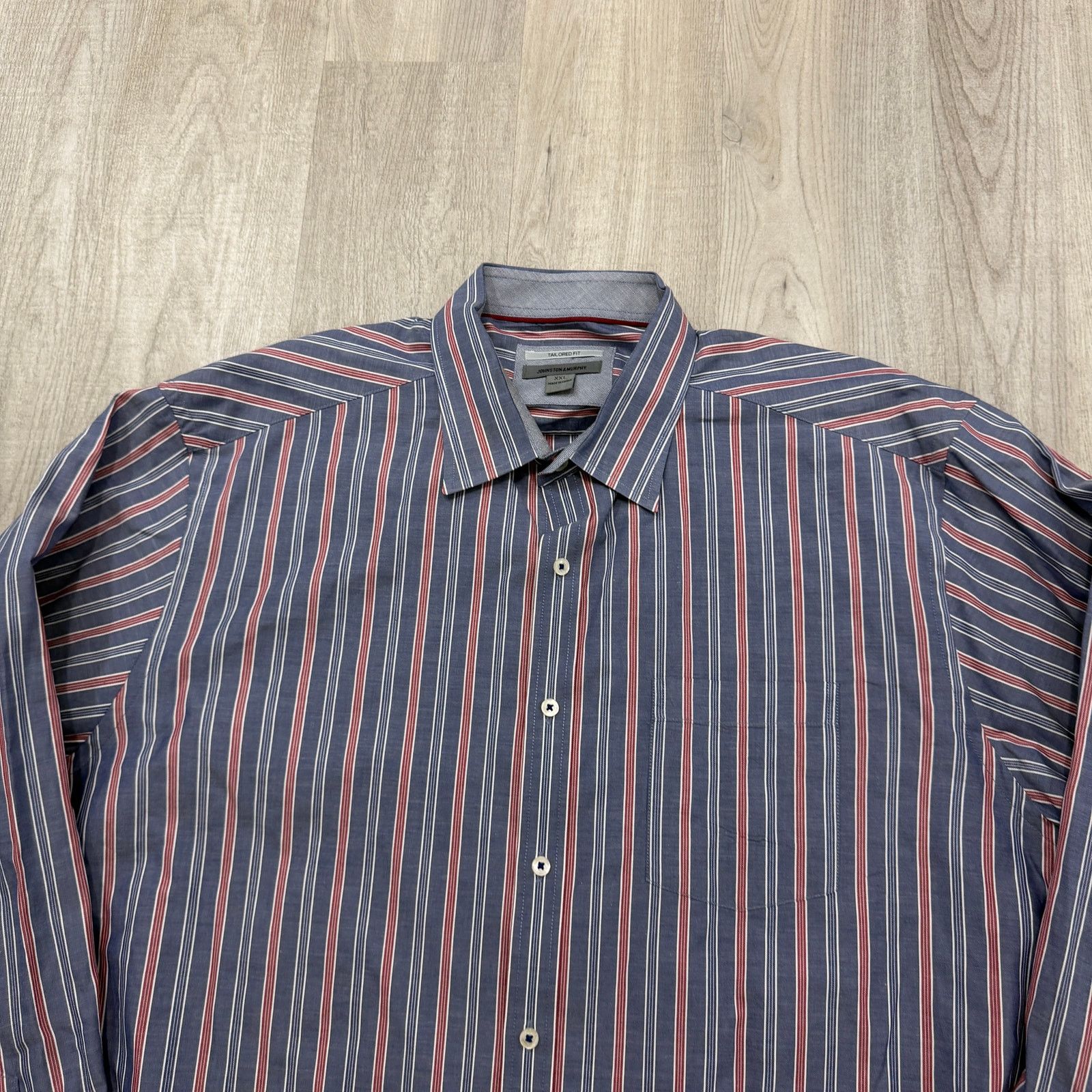 Johnston & Murphy Johnston & Murphy Button Shirt Men's 2XL Blue Red Striped Size US XXL / EU 58 / 5 - 2 Thumbnail