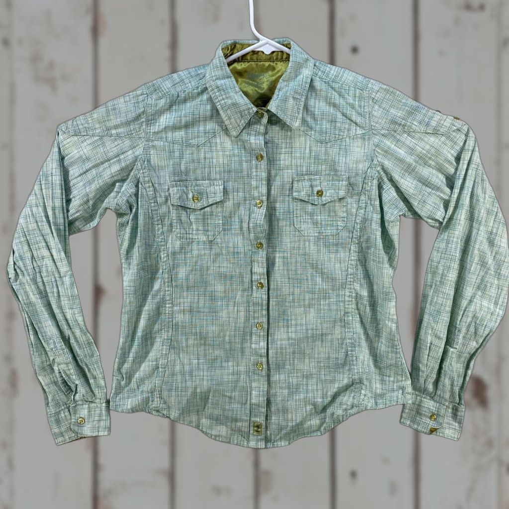 Vintage Twenty X Womens Medium Western Cowgirl Shirt Green Button-Up Long Sleeve Pockets Size M / US 6-8 / IT 42-44 - 1 Thumbnail