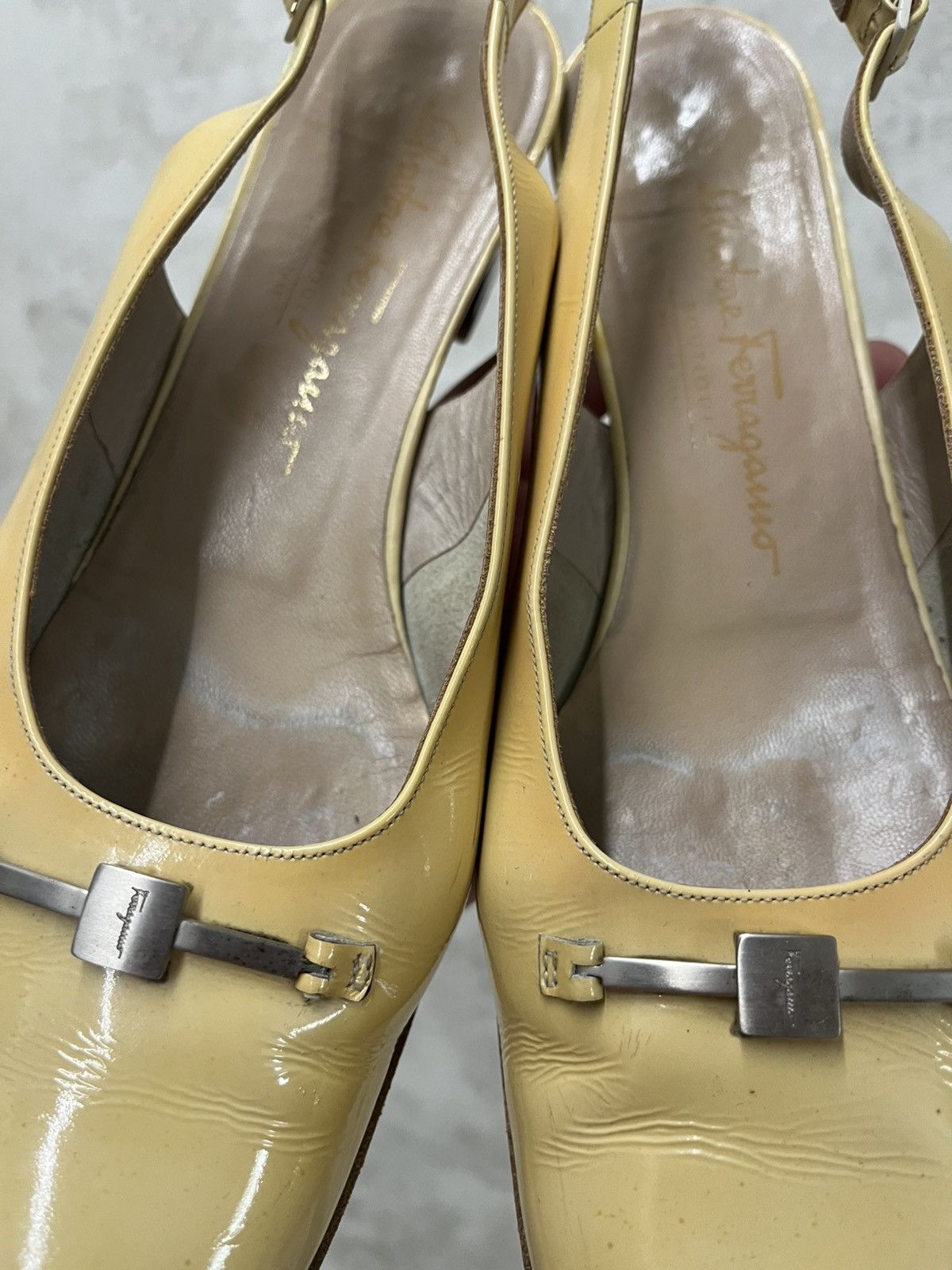 Salvatore Ferragamo Salvatore Ferragamo Patent Leather Mules Heels Vara Buckle Size US 7 / IT 37 - 5 Thumbnail