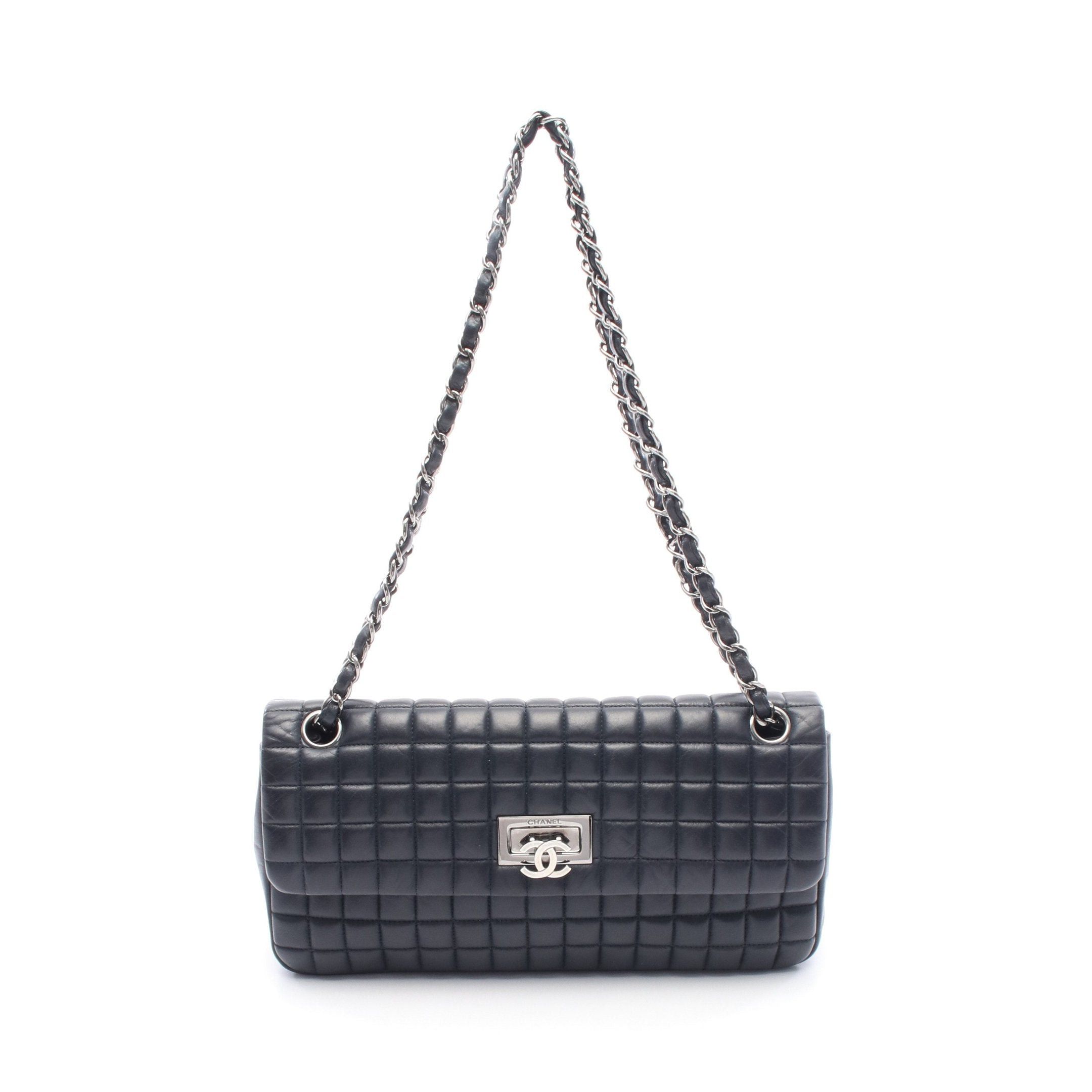 Chanel Chanel Chocolate Bar Chain Shoulder Bag Leather Dark Navy Silver Hardware Size ONE SIZE - 1 Thumbnail
