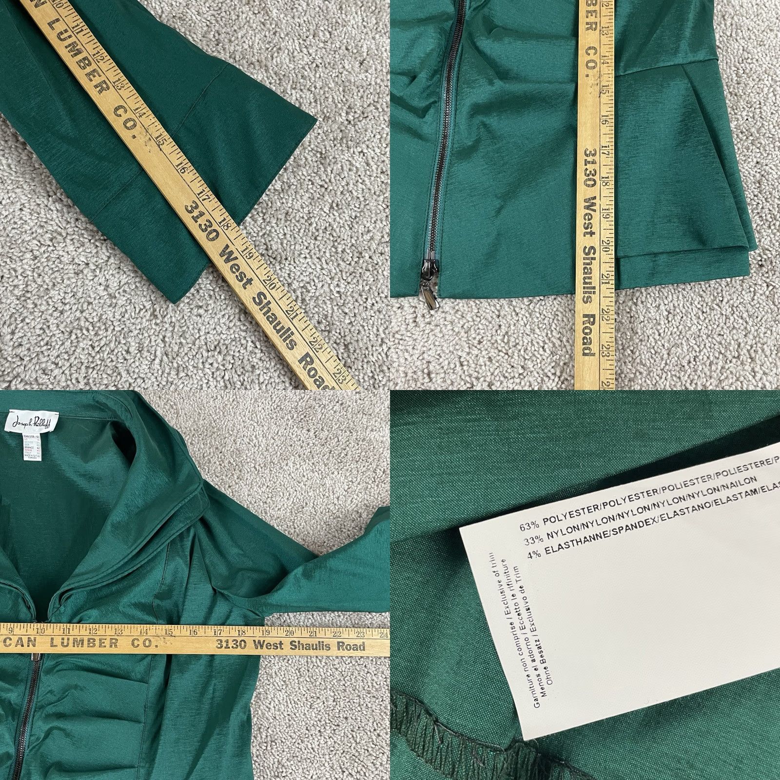 Joseph Ribkoff Joseph Ribkoff Jacket Emerald Size 12 Full Zip Collared Ruched Quiet Luxury R2 Size XL / US 12-14 / IT 48-50 - 8 Thumbnail
