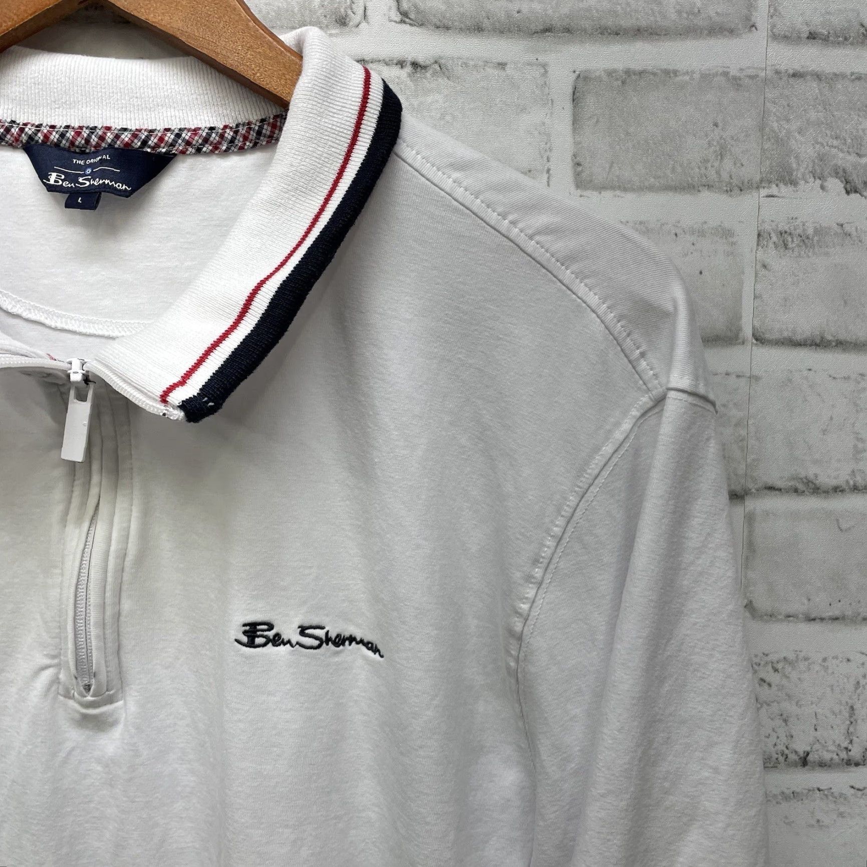 Ben Sherman VINTAGE Ben Sherman Pullover Half-Zip Mens L White Polyester Zip Overcoat Size US L / EU 52-54 / 3 - 2 Thumbnail