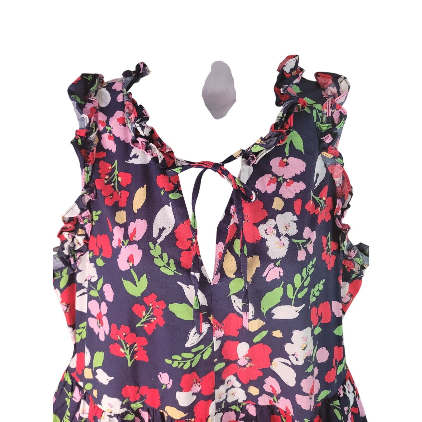 MAGGY LONDON Maggy London Navy Floral Dress Sleeveless Ruffled Sz10 Size L / US 10 / IT 46 - 4 Thumbnail