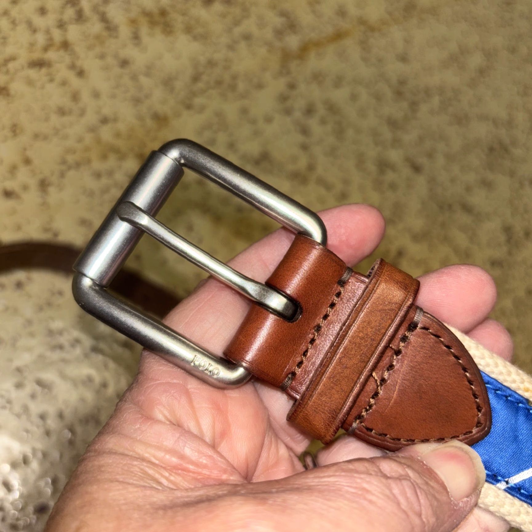 Polo Ralph Lauren Polo Ralph Lauren Belt Men 32 Nautical Blue Anchors Braided/Woven Regular Adjustable Buckle Logo Leather Brass Size US XS / EU 42 / 0 - 3 Thumbnail