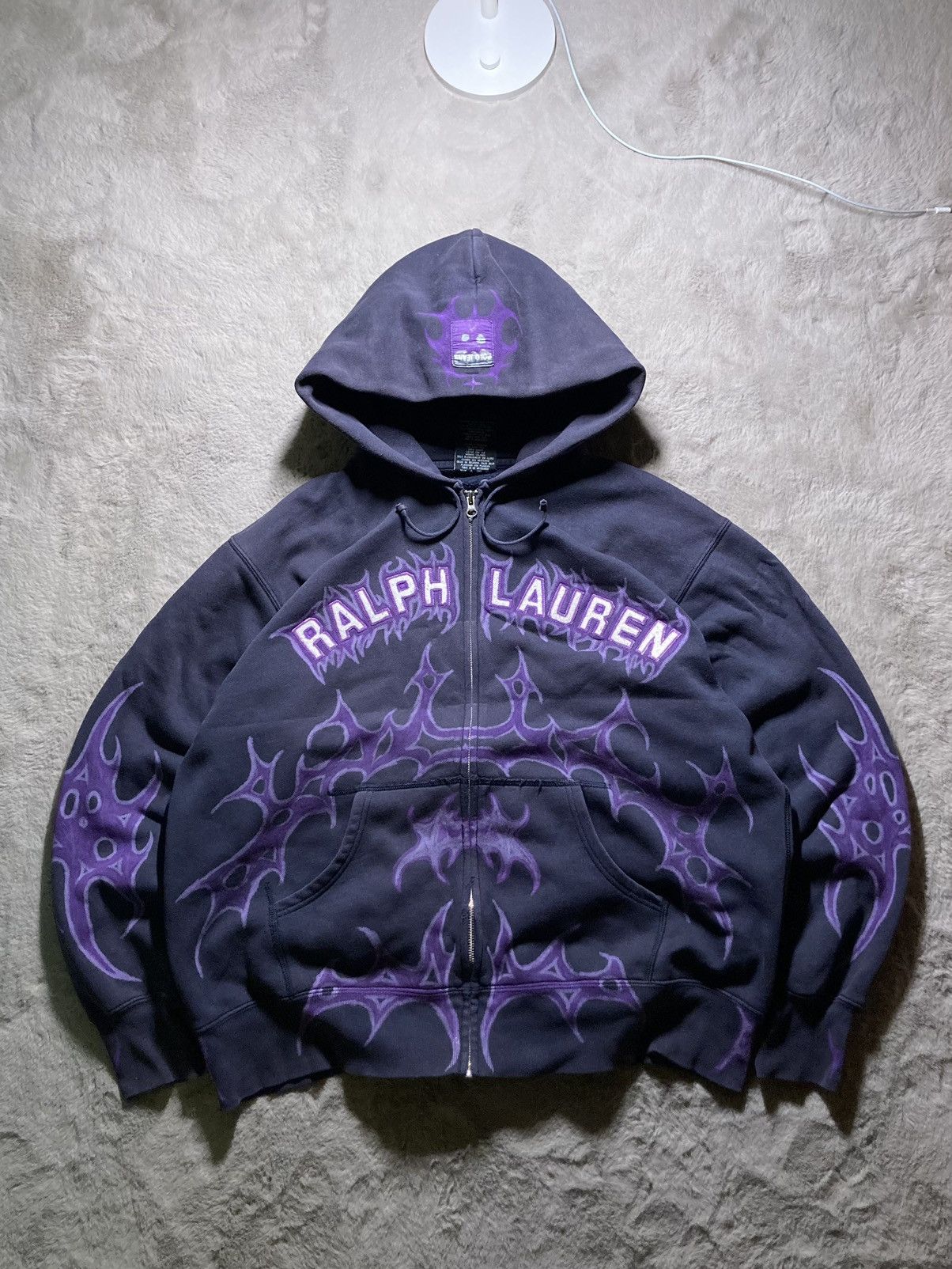 Nike ⛩️ Ralph Lauren Polo Custom Hoodie Rare Y2K Punk Rock Cross ⛩️ Size US L / EU 52-54 / 3 - 3 Thumbnail