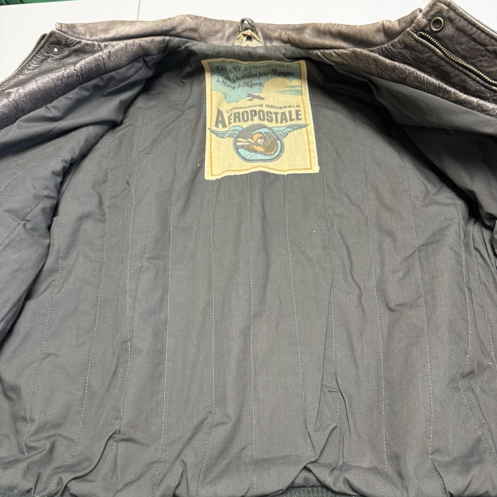 Aeropostale Vintage Aeropostale Jacket Men 40 Brown Leather Flight Compa Size US M / EU 48-50 / 2 - 8 Thumbnail