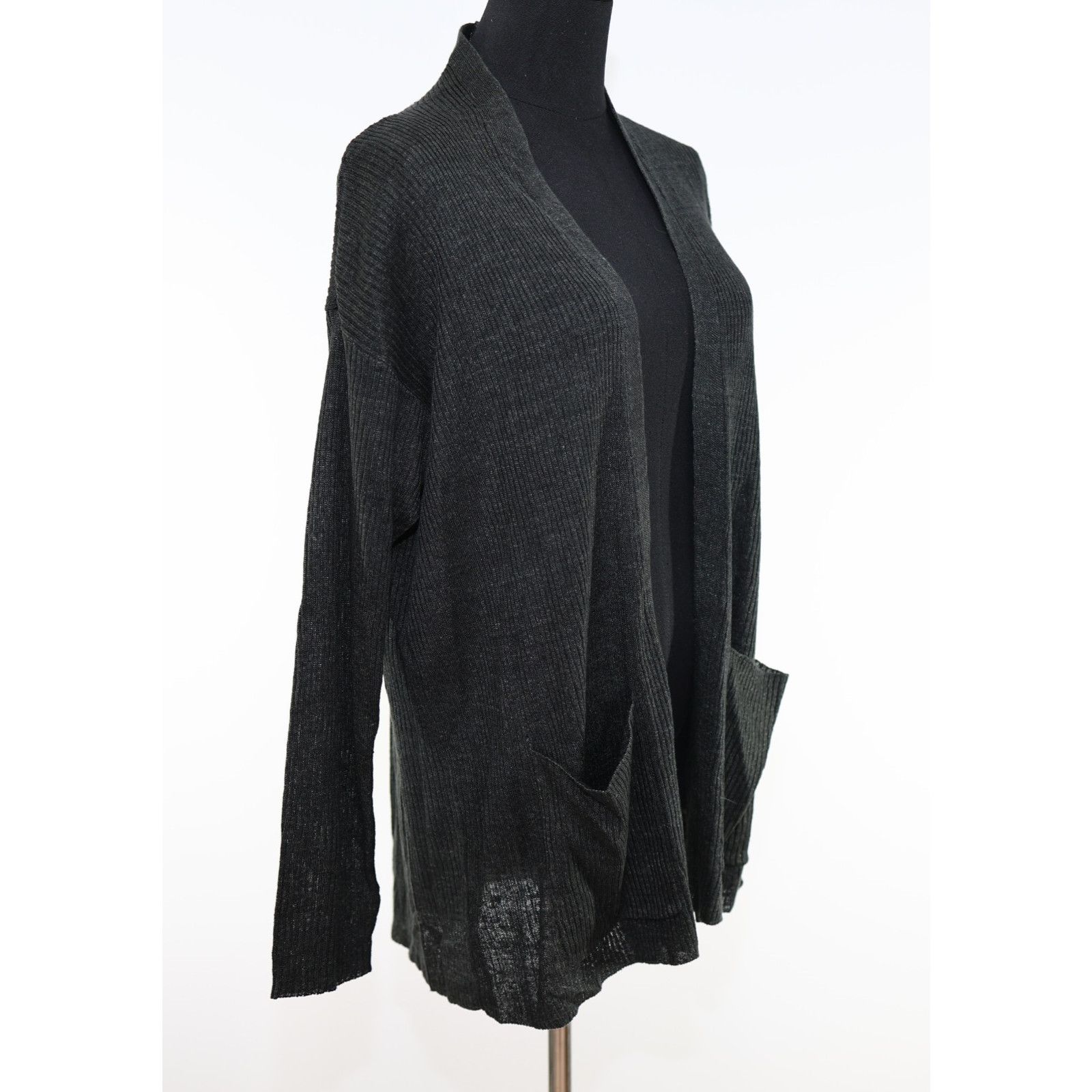 Eileen Fisher EILEEN FISHER Green Linen Open Front Long Cardigan Size S Size S / US 4 / IT 40 - 3 Thumbnail