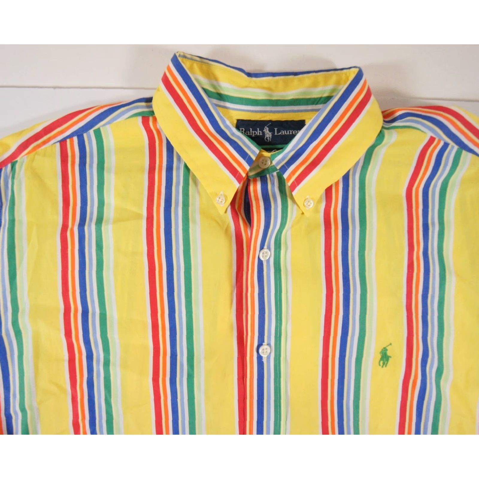 Ralph Lauren VINTAGE Ralph Lauren Men's Button-Down Shirt XL Yellow Striped Classic Fit Preppy All Seasons Size US XL / EU 56 / 4 - 2 Thumbnail