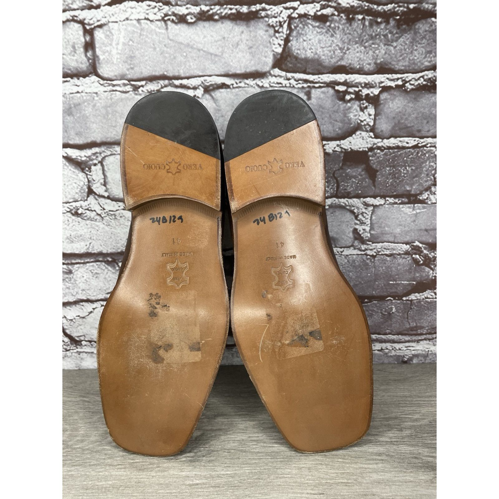 Other Marco Delli Brown Leather Shimmer Square Toe Loafers Dress S Size US 8 / EU 41 - 19 Thumbnail
