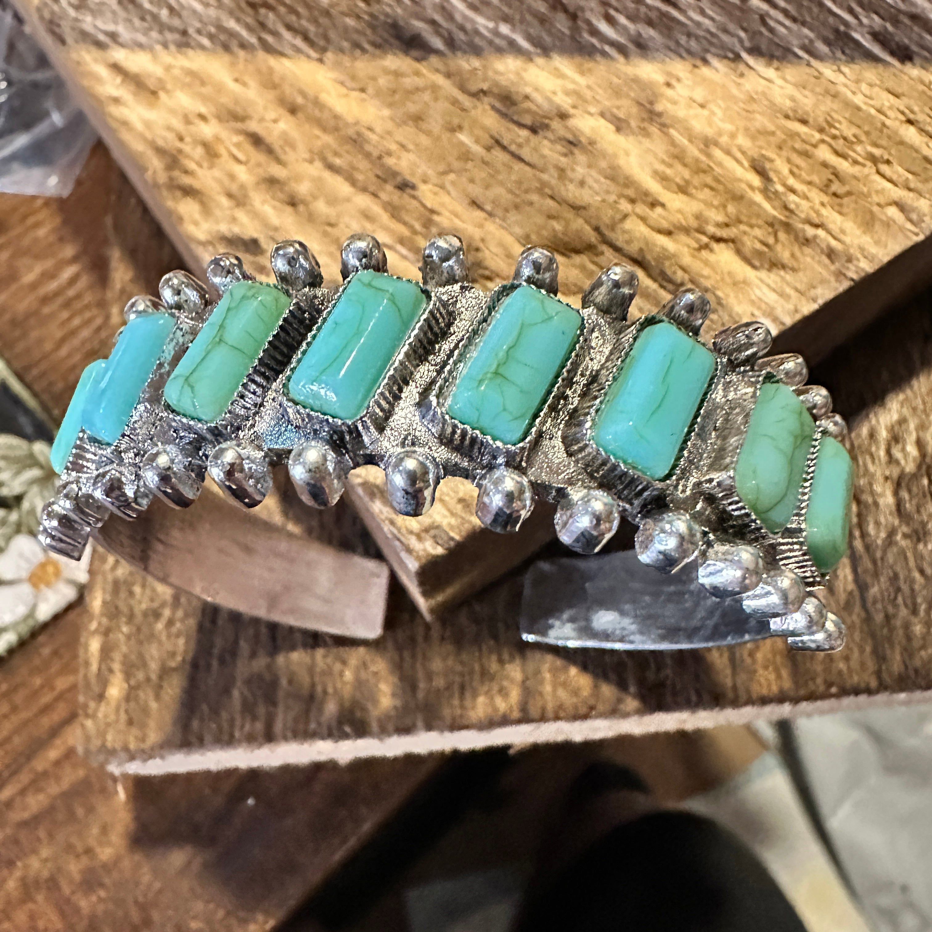 Other Boho Chic Vintage Southwestern Hippie Open Cuff Bangle, Turq Size ONE SIZE - 4 Thumbnail