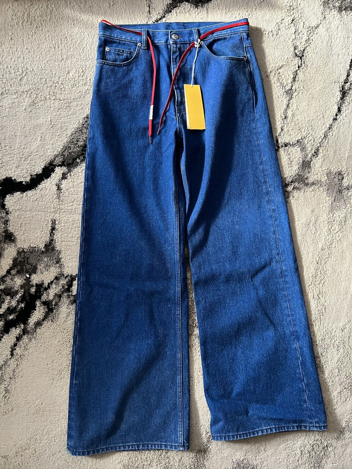 Marni MARNI Wide Leg Bleached Coated Denim Size 32 Size US 32 / EU 48 - 1 Thumbnail