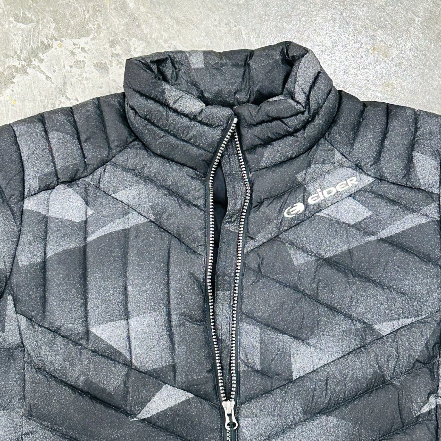 Vintage Eider Women Jacket XL Gray Black Slim Quilted Down Puffer Packable Size XL / US 12-14 / IT 48-50 - 3 Thumbnail