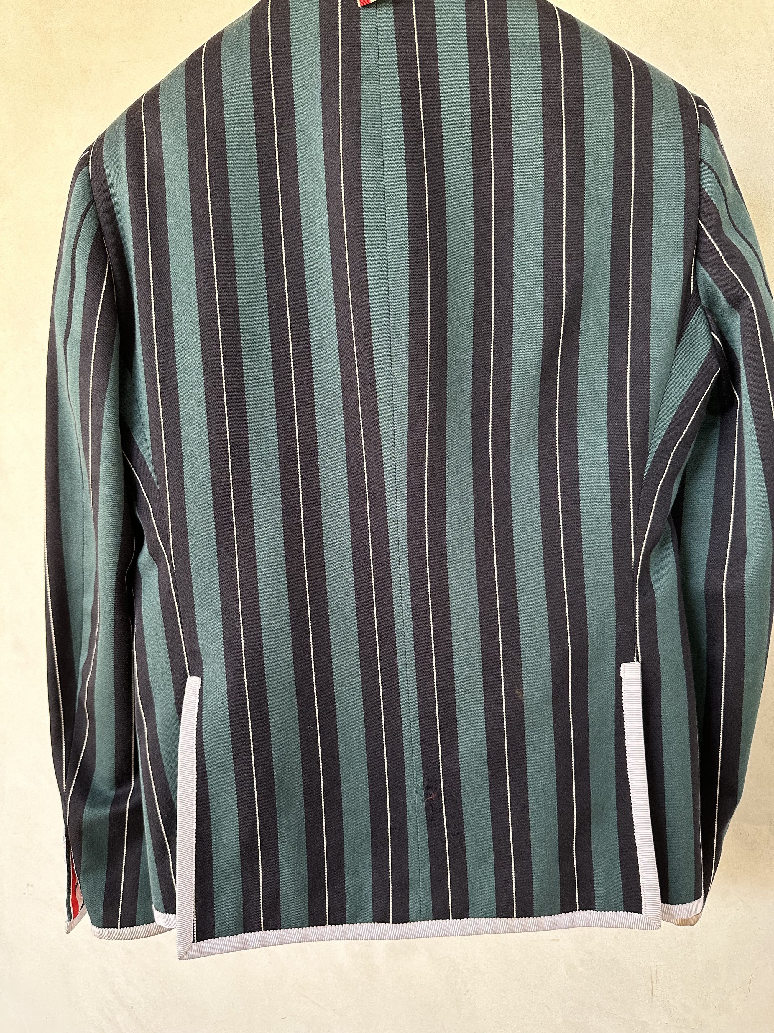 Thom Browne Thom Browne Green/Black Stripe White Piped Blazer Size 36S - 4 Thumbnail