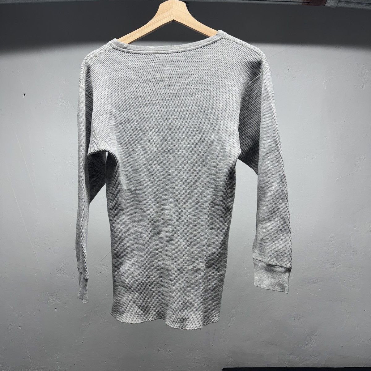 Vintage 70s Grey Thermal Cotton Longsleeve Shirt ERD Grunge Chrome Size US L / EU 52-54 / 3 - 2 Thumbnail