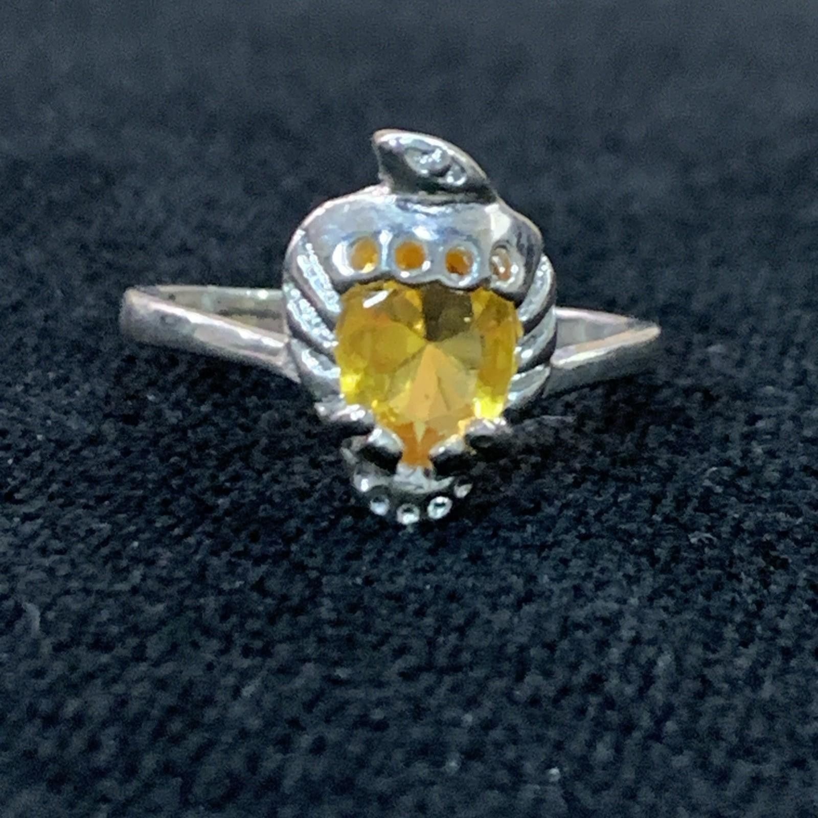 The Unbranded Brand Boho Silver 925 and Yellow Citrine Gemstone Ring 1c+ Size ONE SIZE - 2 Thumbnail