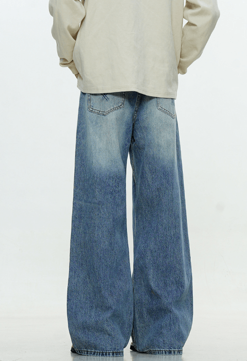 Japanese Brand × Vintage Washed blue simple men's loose straight high street jeans Size US 32 / EU 48 - 5 Thumbnail