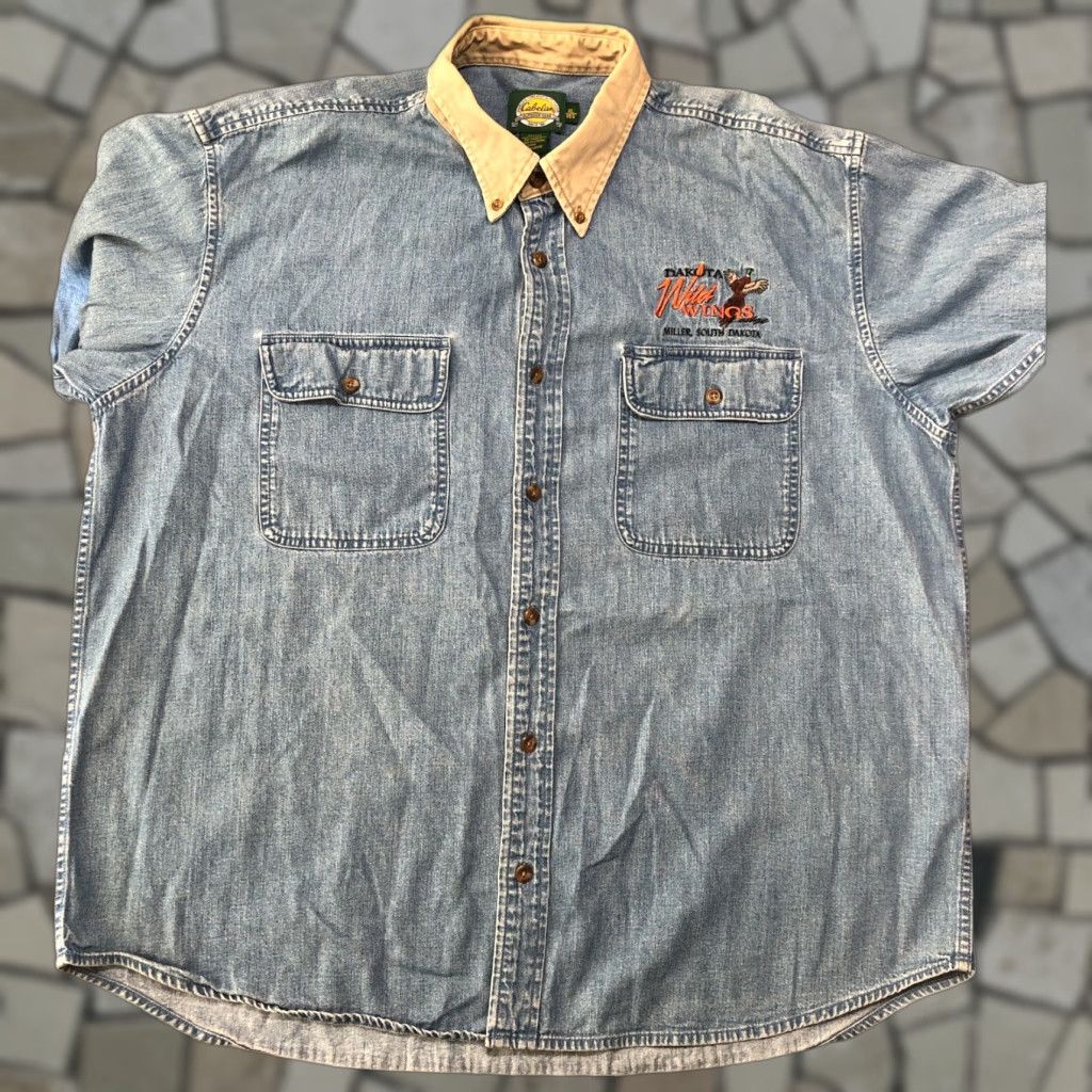Vintage VINTAGE Cabela's Shirt Mens XL Blue Denim Chambray Pheasant Embroidery South Dakota Button-Down Collar-Style Button-Up Size US XL / EU 56 / 4 - 1 Thumbnail