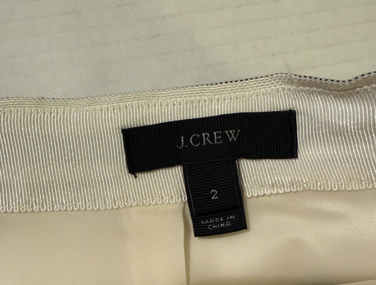 J.Crew J.Crew Women’s Salon Creme Grey Striped Linen Silk Skirt Size 26" / US 2 / IT 38 - 2 Thumbnail