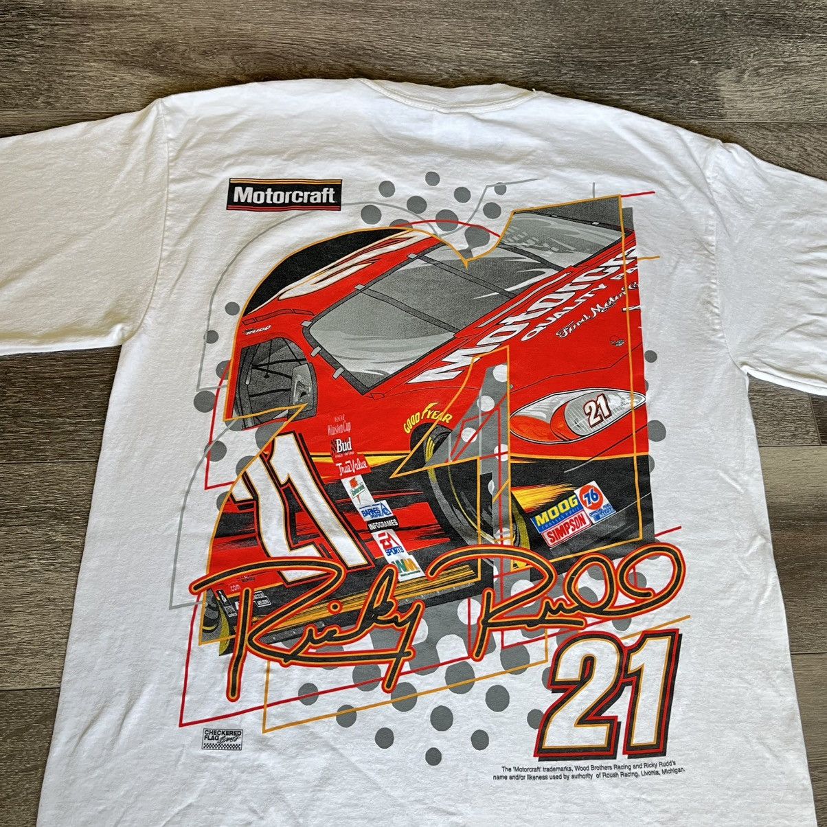 NASCAR Vintage 90s NASCAR Ricky Rudd Motorcraft Racing Graphic Tee Size US L / EU 52-54 / 3 - 3 Thumbnail