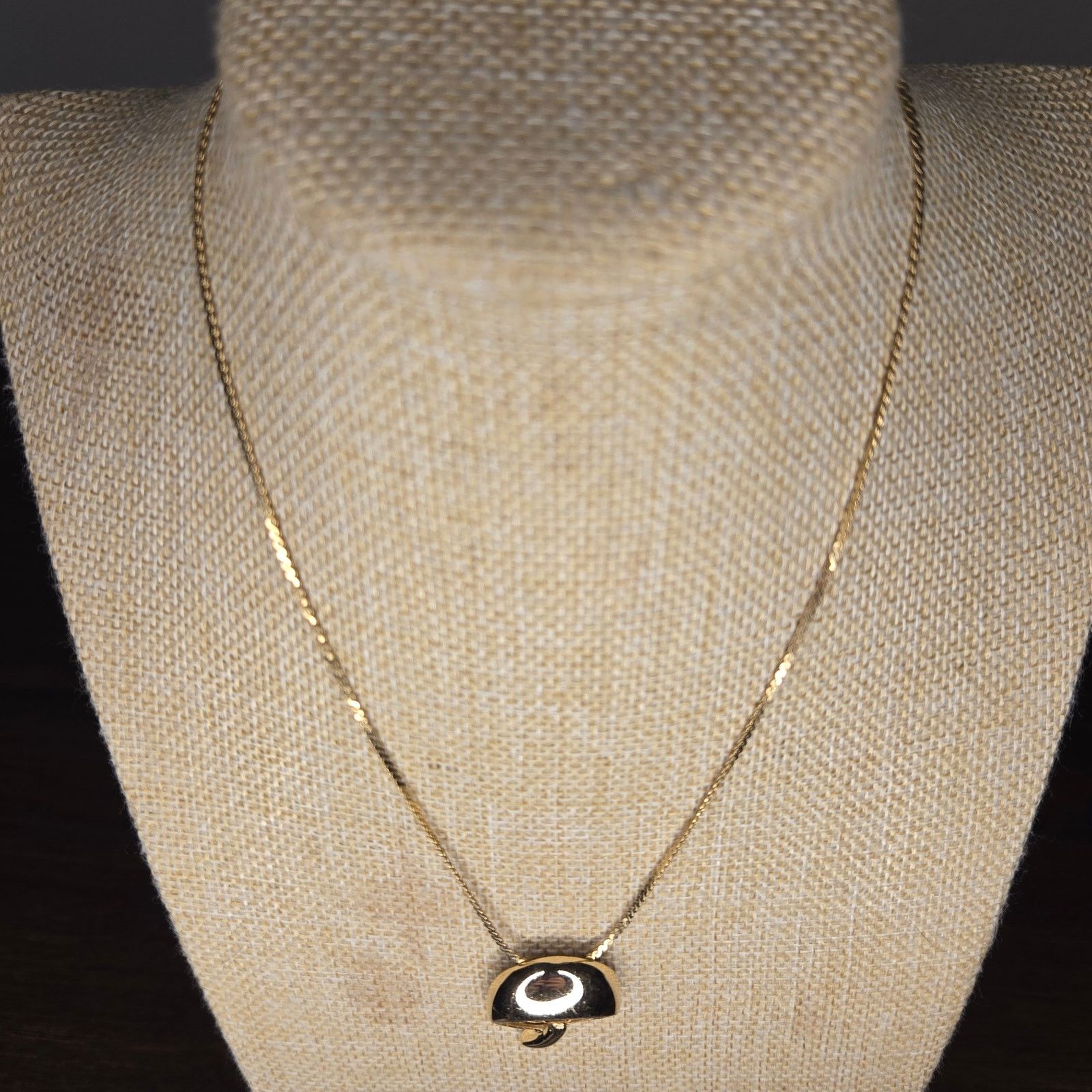 Vintage Vintage Gold Tone Shroom Pendant Necklace Gold Filled Chain Size ONE SIZE - 12 Thumbnail