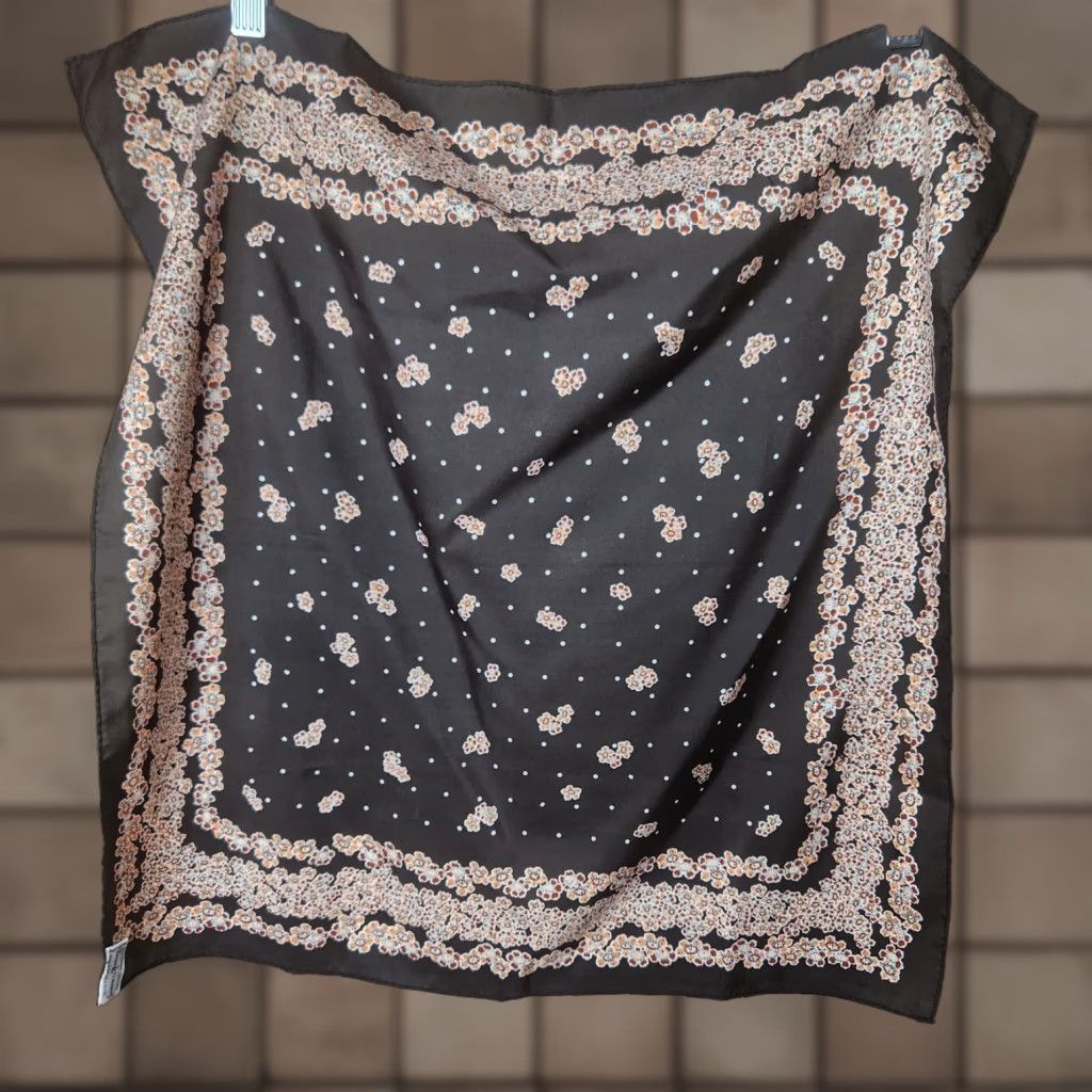Vintage VINTAGE Scarves Nasharr 70s Brown Floral 21" Square Scarf Female Women Polyester Satin Multifunctional Square Scarf Size ONE SIZE - 1 Thumbnail