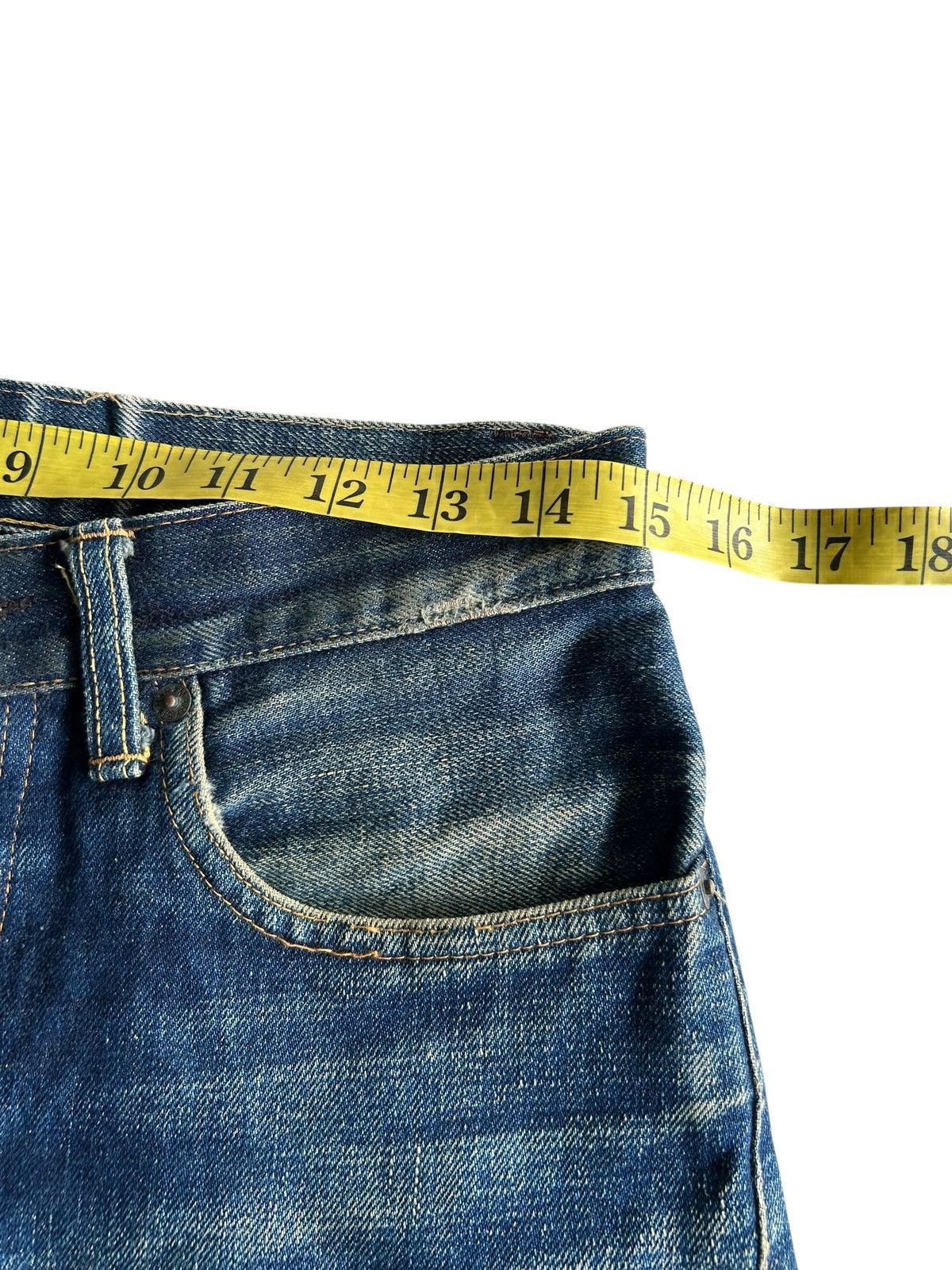 Kapital Vintage Blue Blue Hr Market Selvedge Distressed denim jeans Size US 30 / EU 46 - 17 Thumbnail