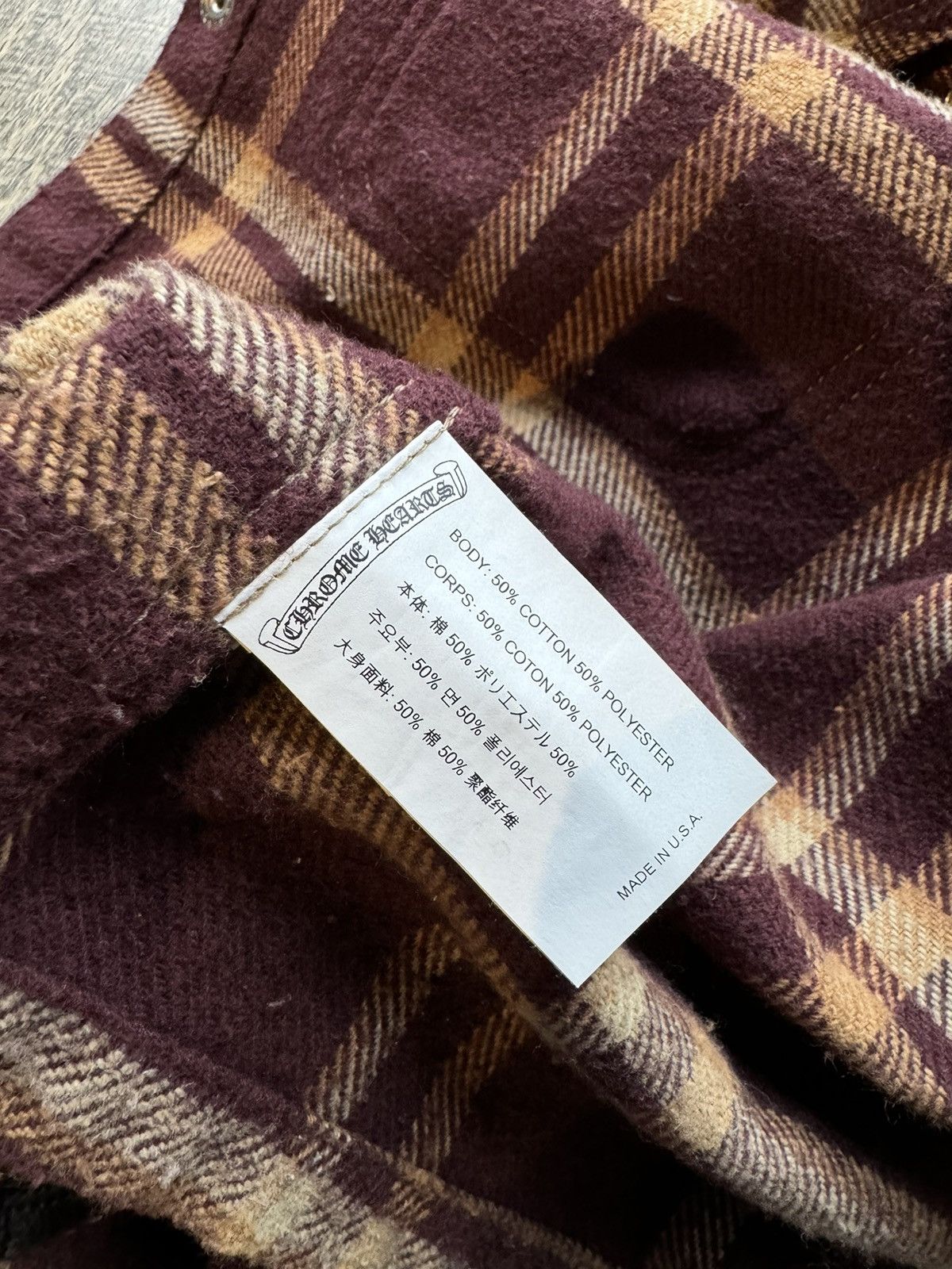 Chrome Hearts Chrome Hearts Burgundy Cross Patch 1/1 Long Sleeve Flannel Size US L / EU 52-54 / 3 - 7 Thumbnail