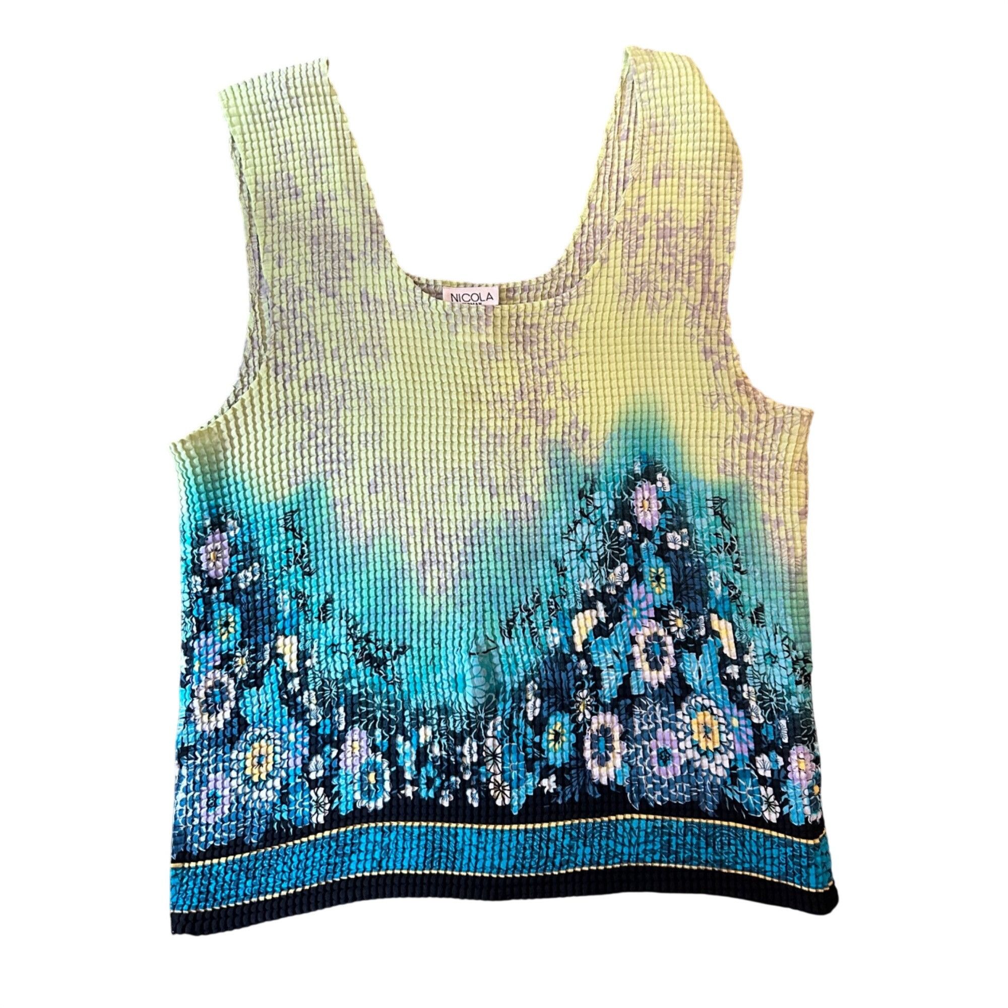 Vintage Vintage Nicola Y2K Vibrant Floral Crinkle Scrunch 2X Top Size XXL / US 16-18 / IT 52-54 - 1 Thumbnail