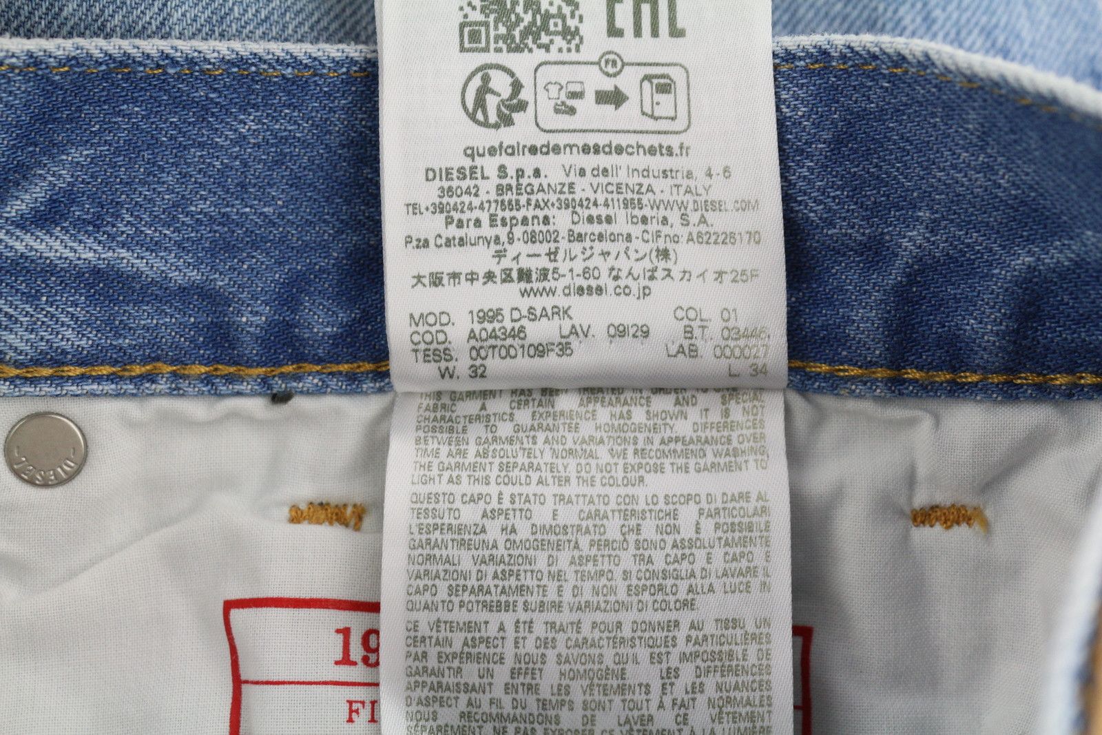 Diesel 1995 D-SARK 09I29 W32/L34 Blue Slim Straight 85404 Size US 32 / EU 48 - 11 Thumbnail