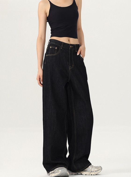 Japanese Brand Men's retro baggy straight leg casual wide-leg jeans Size US 32 / EU 48 - 2 Thumbnail