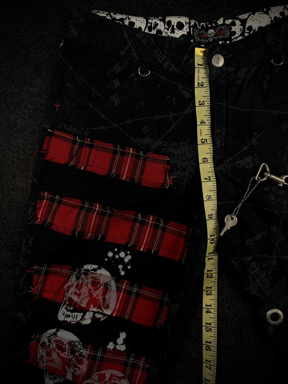 Tornado Mart Mad Punks Skull Plaid All Over Print Bondage Pants Size US 30 / EU 46 - 5 Thumbnail
