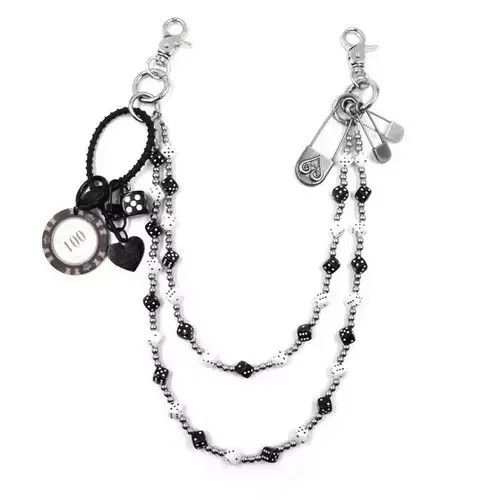 Jewelry Black White lucky Dice Baccarat Pearl Pants Chain Size ONE SIZE - 1 Thumbnail