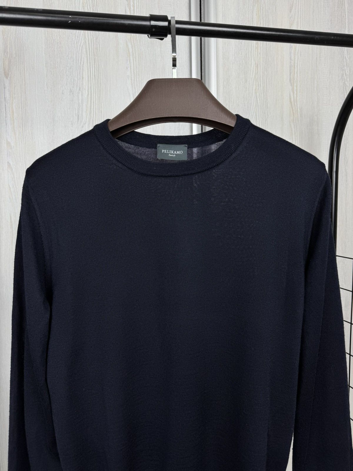 Other Pelikamo Zurich Wool Silk Round Neck navy blue sweater Size US L / EU 52-54 / 3 - 3 Thumbnail