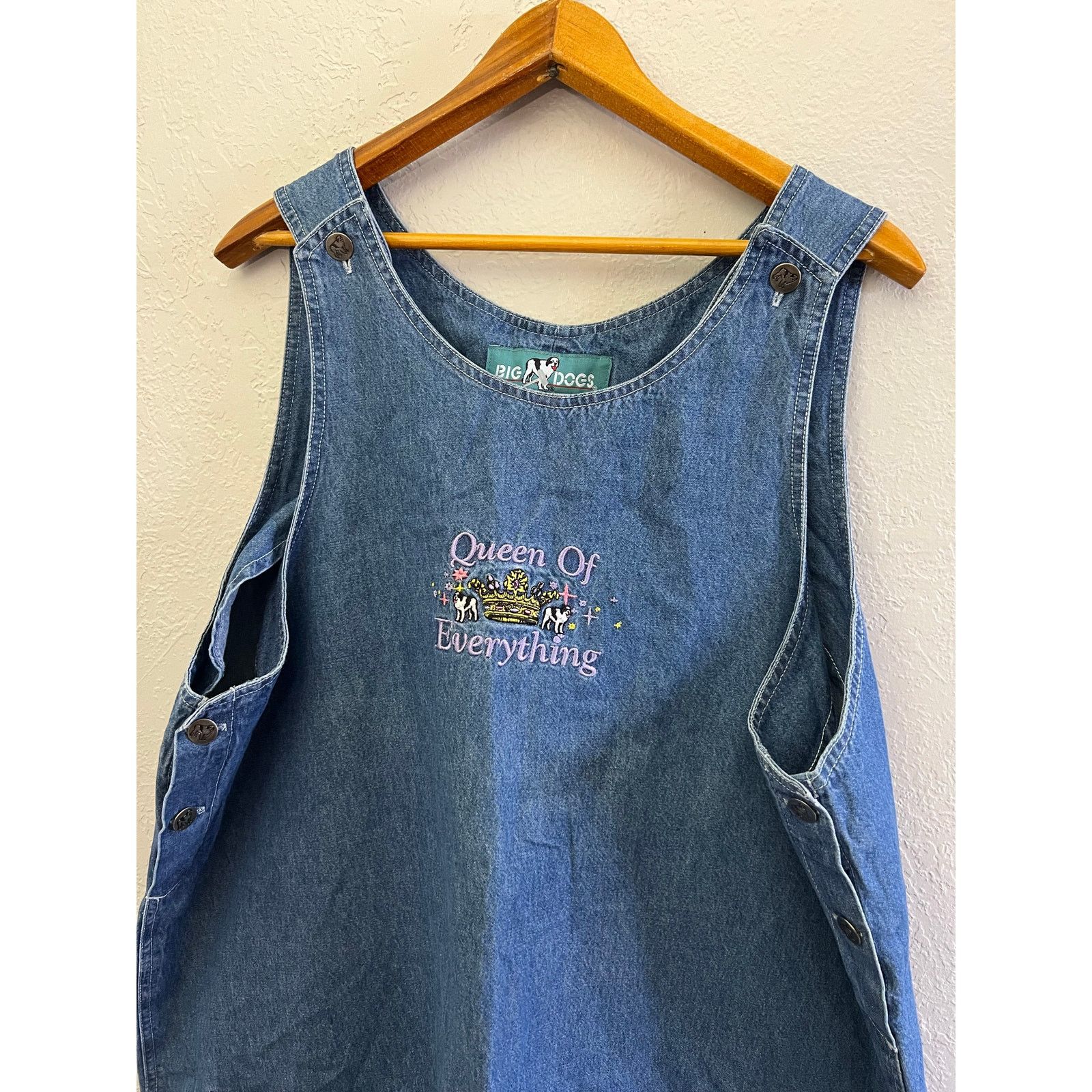 Big Dogs Vintage Big Dog Denim Embroidered Overall Dress Women 18/20 Size XXL / US 16-18 / IT 52-54 - 20 Thumbnail