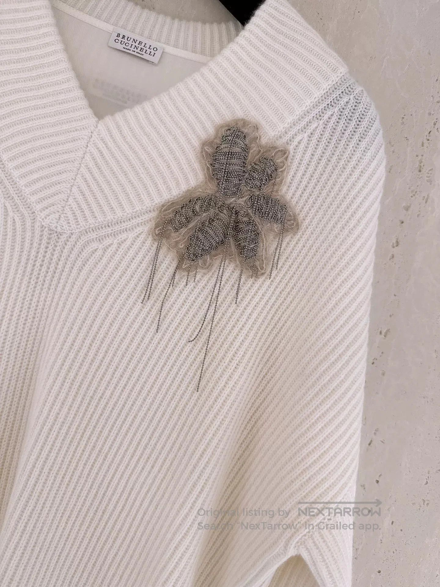 Brunello Cucinelli Brunello Cucinelli Beaded Flower Cashmere Dress. Size US XXS / EU 40 - 3 Thumbnail