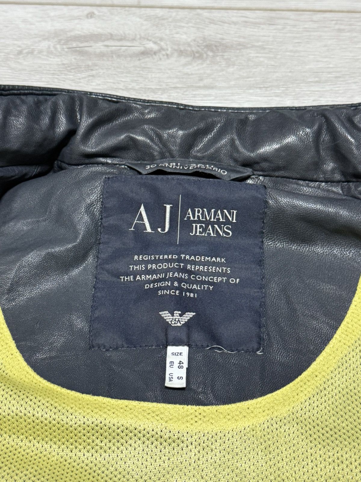 Armani Armani Jeans leather ovina Calf leather hooded jacket zip Size US S / EU 44-46 / 1 - 11 Thumbnail