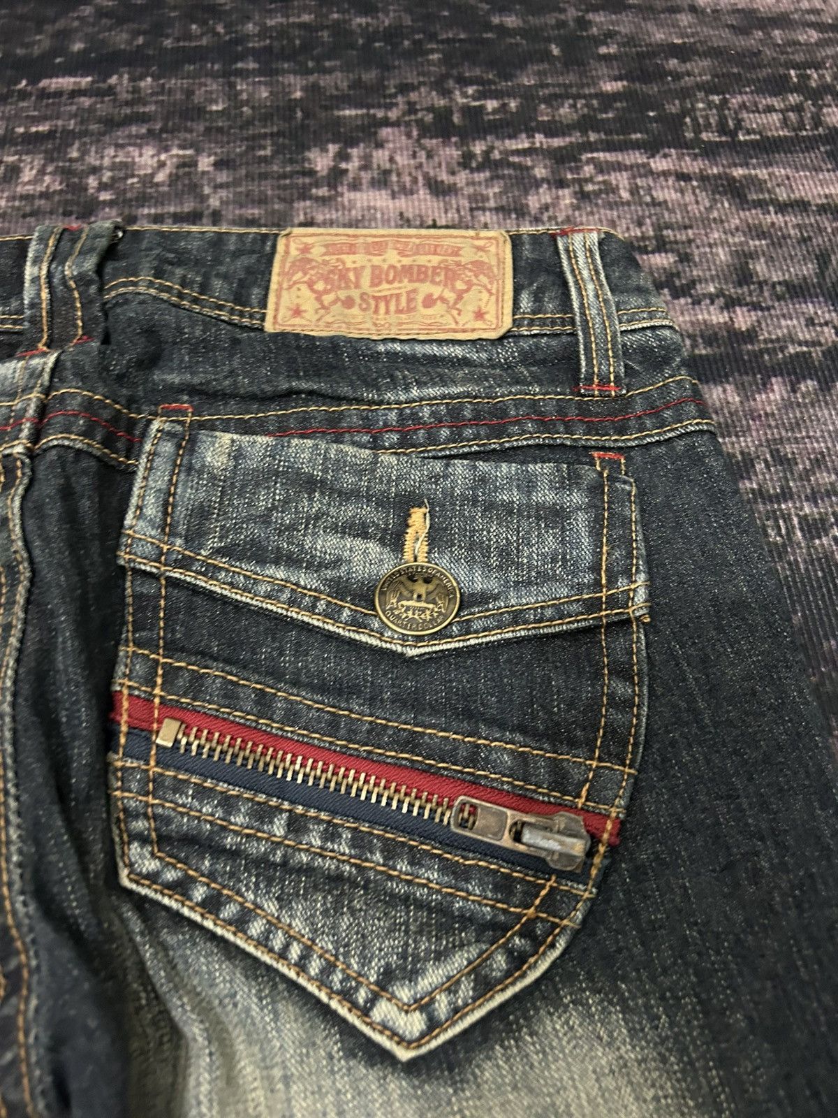 Japanese Brand Vintage Sky Bomber Mudwash Flare Jeans Size US 30 / EU 46 - 12 Thumbnail