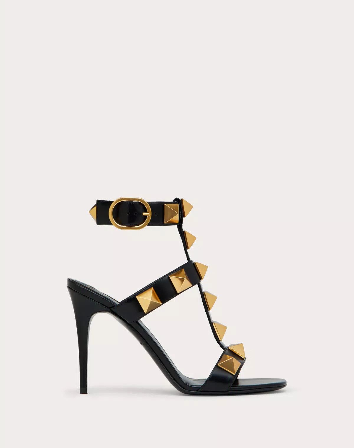 Valentino o1s1wg110625 Roman Stud Calfskin Sandal 100 Mm in Black Size US 9.5 / IT 39.5 - 1 Thumbnail
