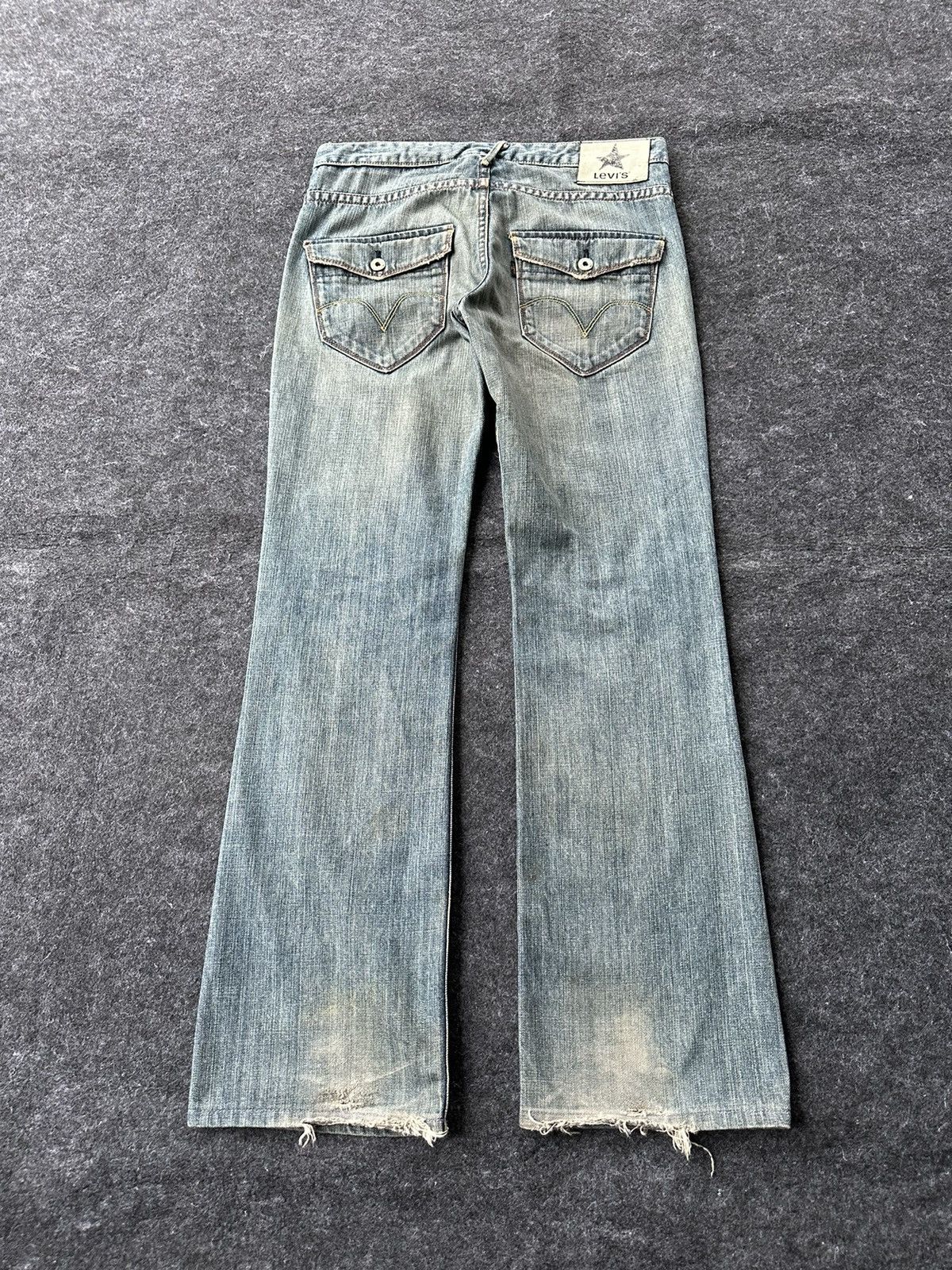 Levi's Vintage Levis Black Star Flare Dirty Style Denim D465 Size US 31 - 4 Thumbnail
