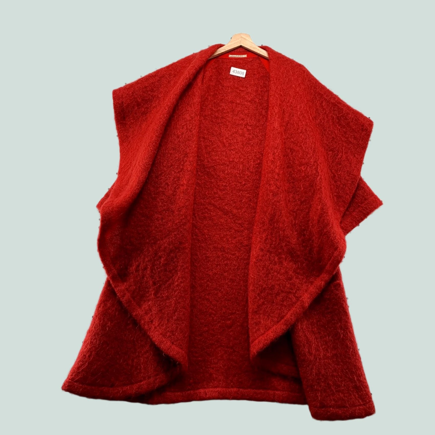 Vintage VINTAGE Duck & Hans Red Mohair Open Front Wrap Shawl Long Womens Large Shawl Wrap Mohair Red Winter Casual Women Size L / US 10 / IT 46 - 1 Thumbnail