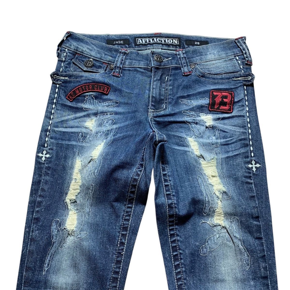Affliction Y2k Affliction Distressed Flare Patch Punk Lgb V-keii Style Size US 29 - 2 Thumbnail