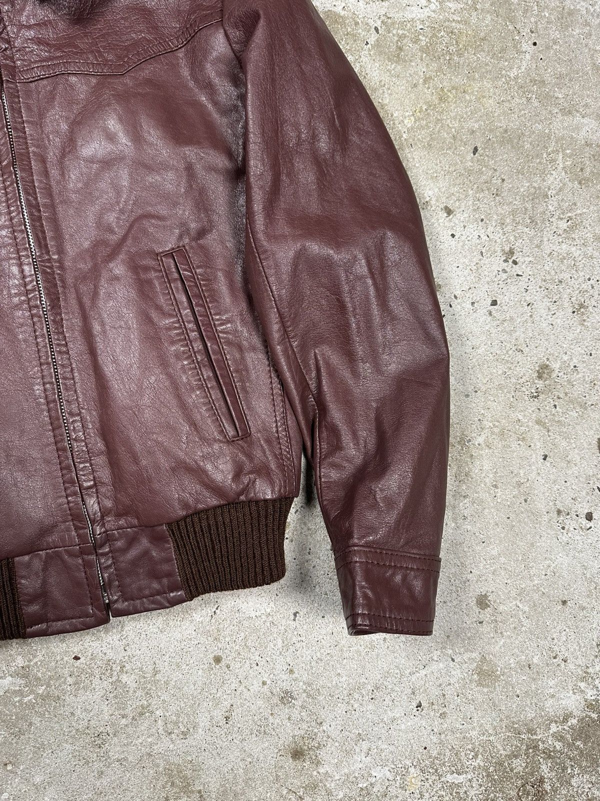 Other Vintage 90s Burgundy Genuine Leather Bomber Utility Jacket Size US XS / EU 42 / 0 - 4 Thumbnail