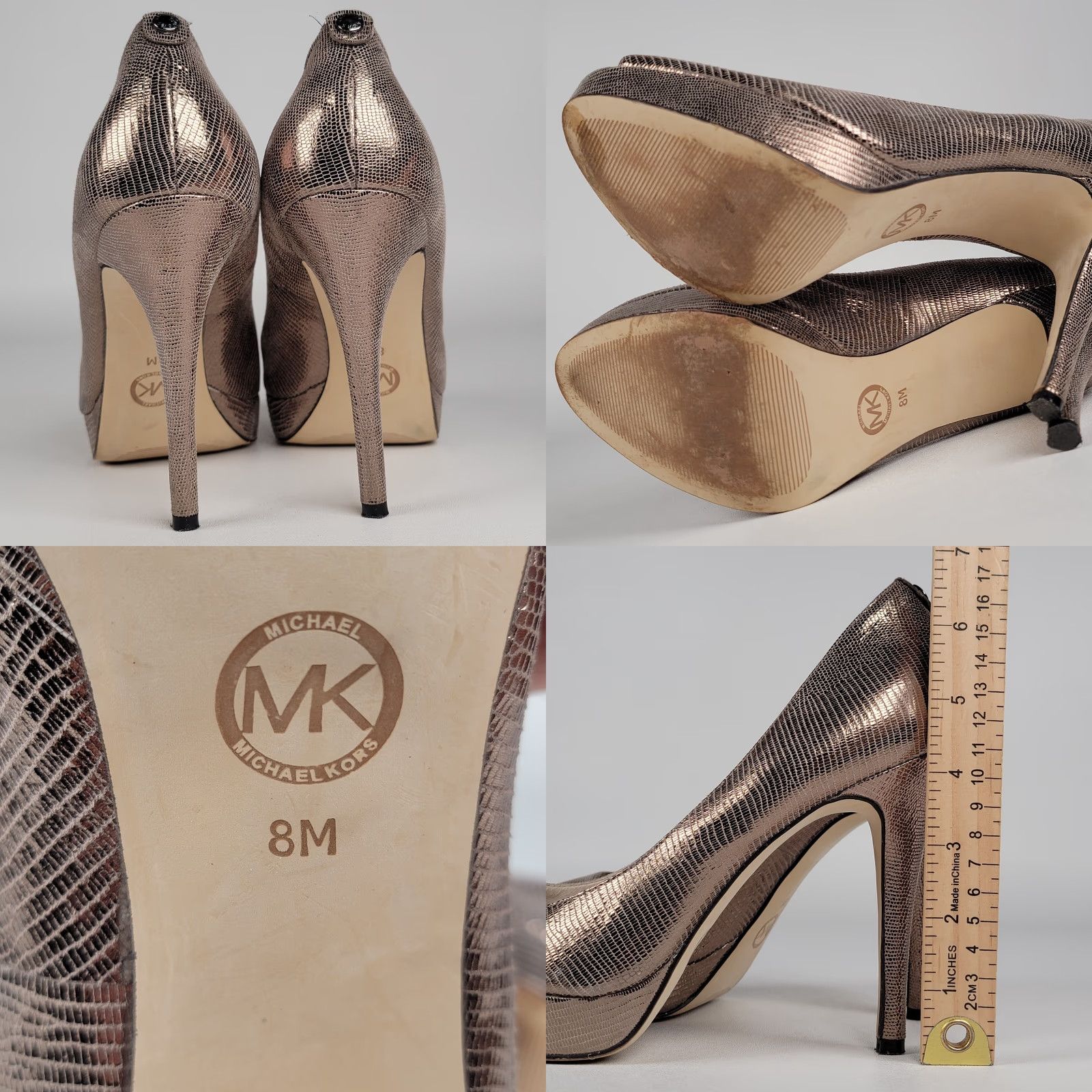 Michael Kors Michael Kors Womens Heels Size 8 Silver Platform Stiletto Open Toe Leather Slip On Womens Size US 8 / IT 38 - 8 Thumbnail