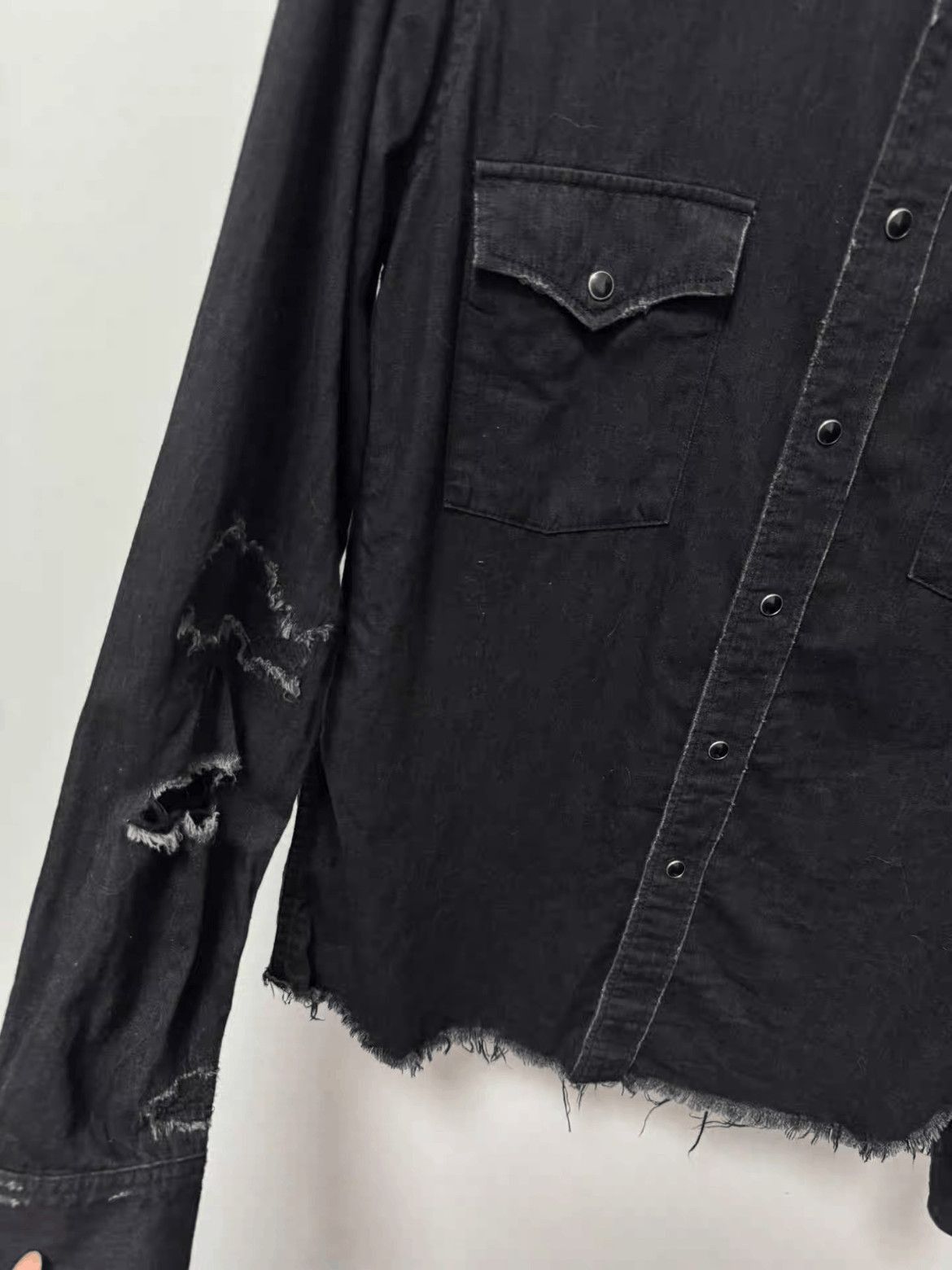 Saint Laurent Paris Saint Laurent Paris by Hedi 16SS Distressed Denim Shirt-250 Size US S / EU 44-46 / 1 - 3 Thumbnail