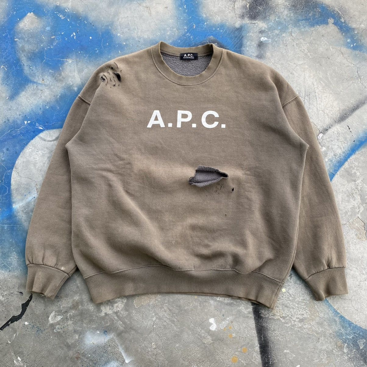 A.P.C. A.P.C Faded Distressed big Logo sweatshirt Size US L / EU 52-54 / 3 - 1 Thumbnail