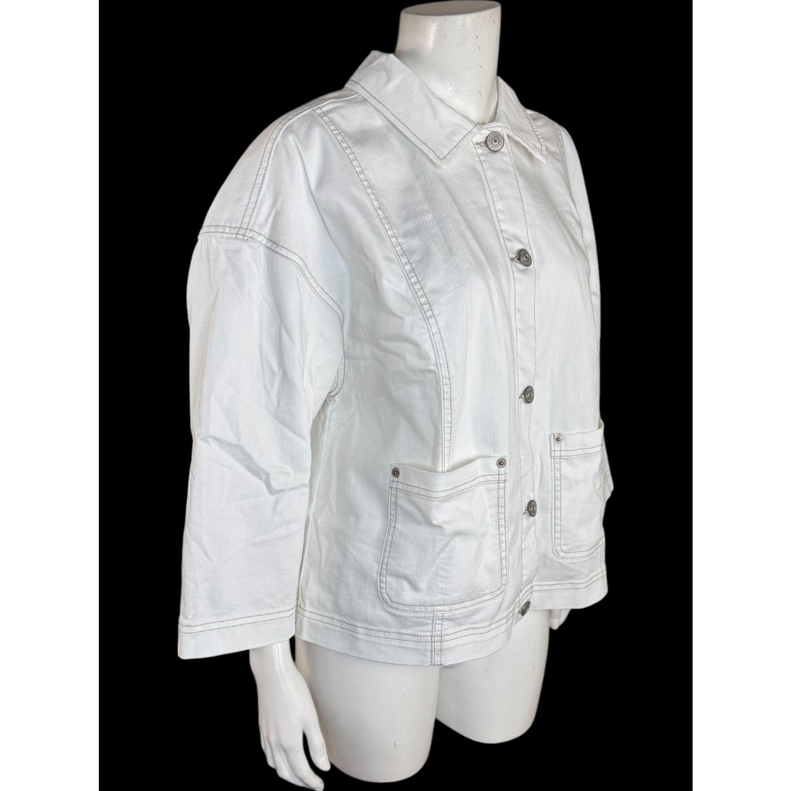 Other LOGO by Lori Goldstein 3/4 Sleeve Denim Jacket White 14 Size XL / US 12-14 / IT 48-50 - 10 Thumbnail