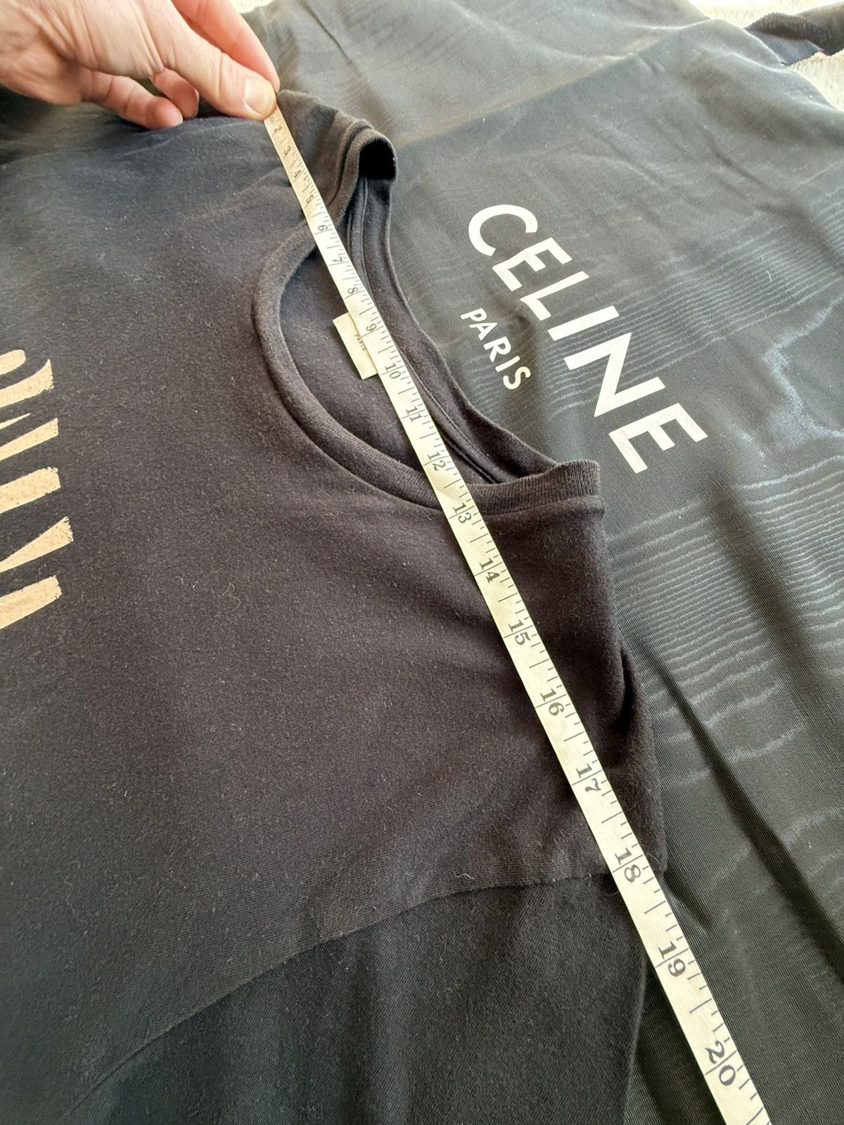 Saint Laurent Paris FW19 Saint Laurent heavy logo Black T shirt white logo L Size US L / EU 52-54 / 3 - 4 Thumbnail