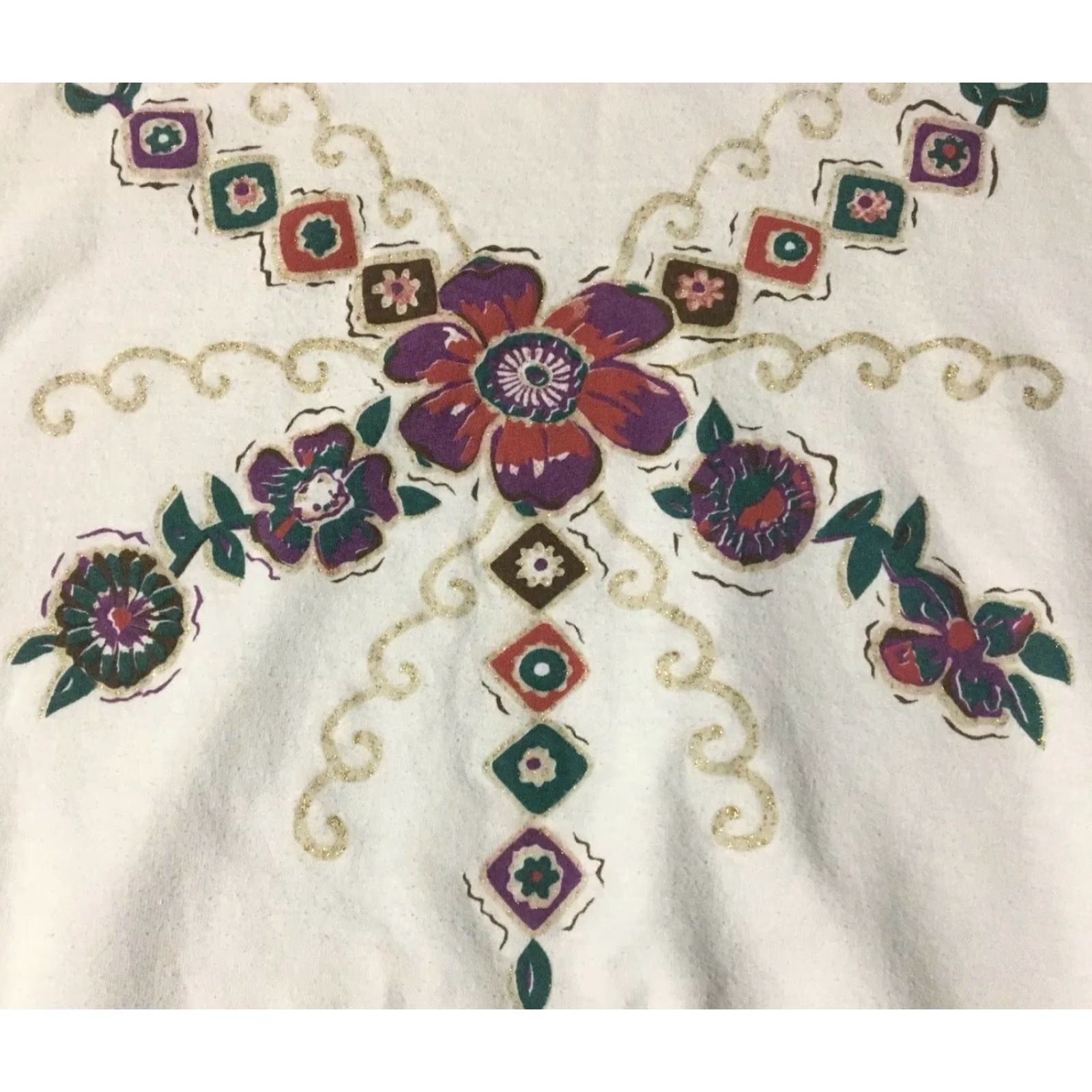 Vintage VINTAGE 90s Flowers Sweatshirt L White Womens Rachie Pullover Outdoor Hiking Grunge Vaporwave Art USA 80s 90s Floral Size L / US 10 / IT 46 - 2 Thumbnail